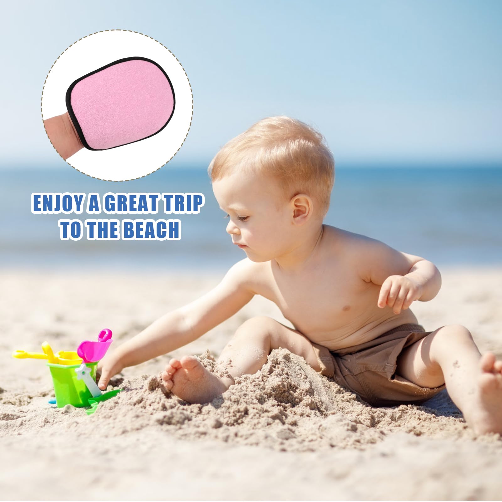 2pz Guanto per Sabbia, Guanto per Rimuovere la Sabbia Togli Mare Traspirante Sand Wipe off Mitt Pulisce la Pelle dei Bambini per Beach Volley Attività Acquatiche Ricreazione Sull'Oceano