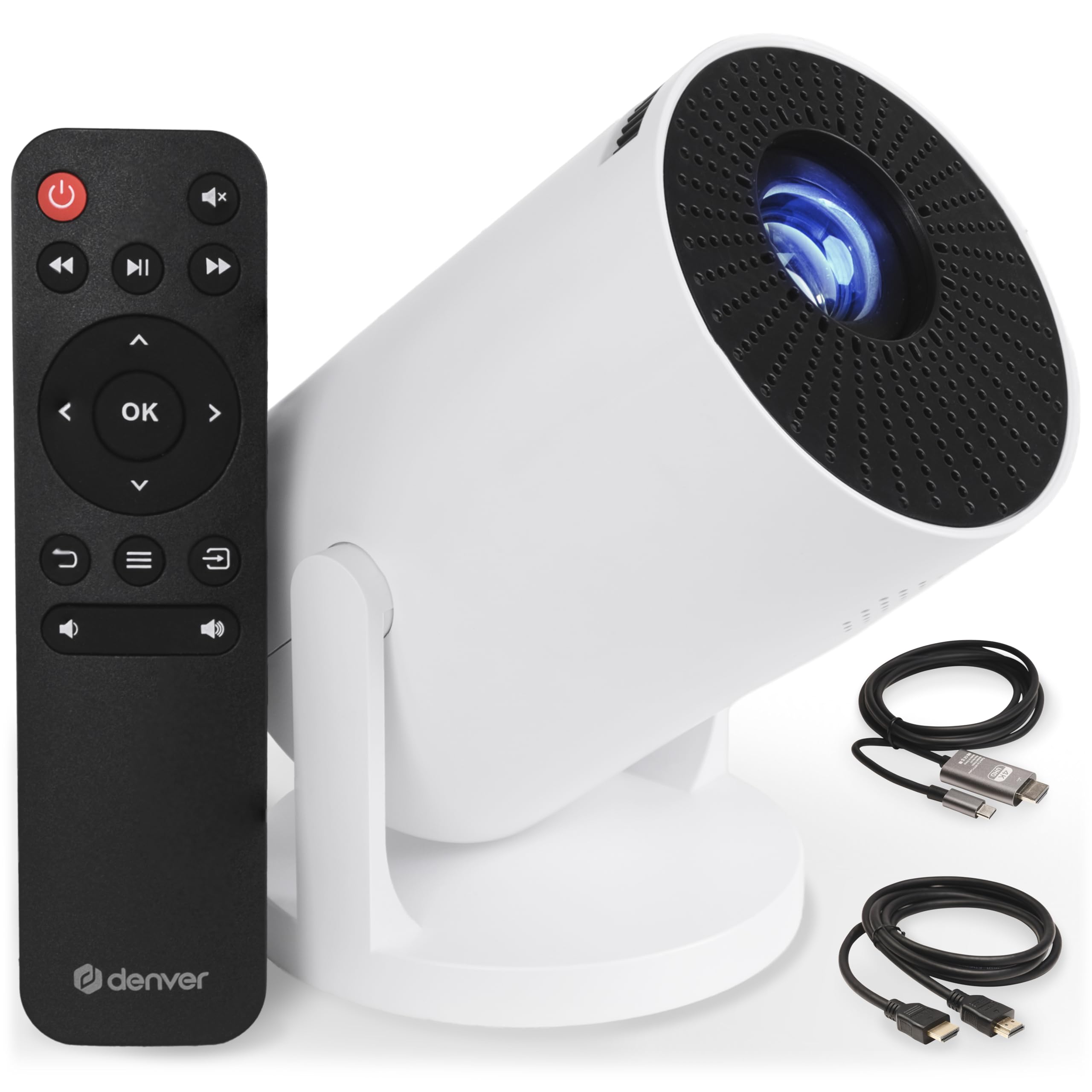 DENVER PR-1500 Mini proiettore LED con 120 ANSI lumen, supporta HD 720p, HDMI, USB e Bluetooth, proiettore home cinema portatile fino a 120 pollici, proiettore video compatto per film e giochi