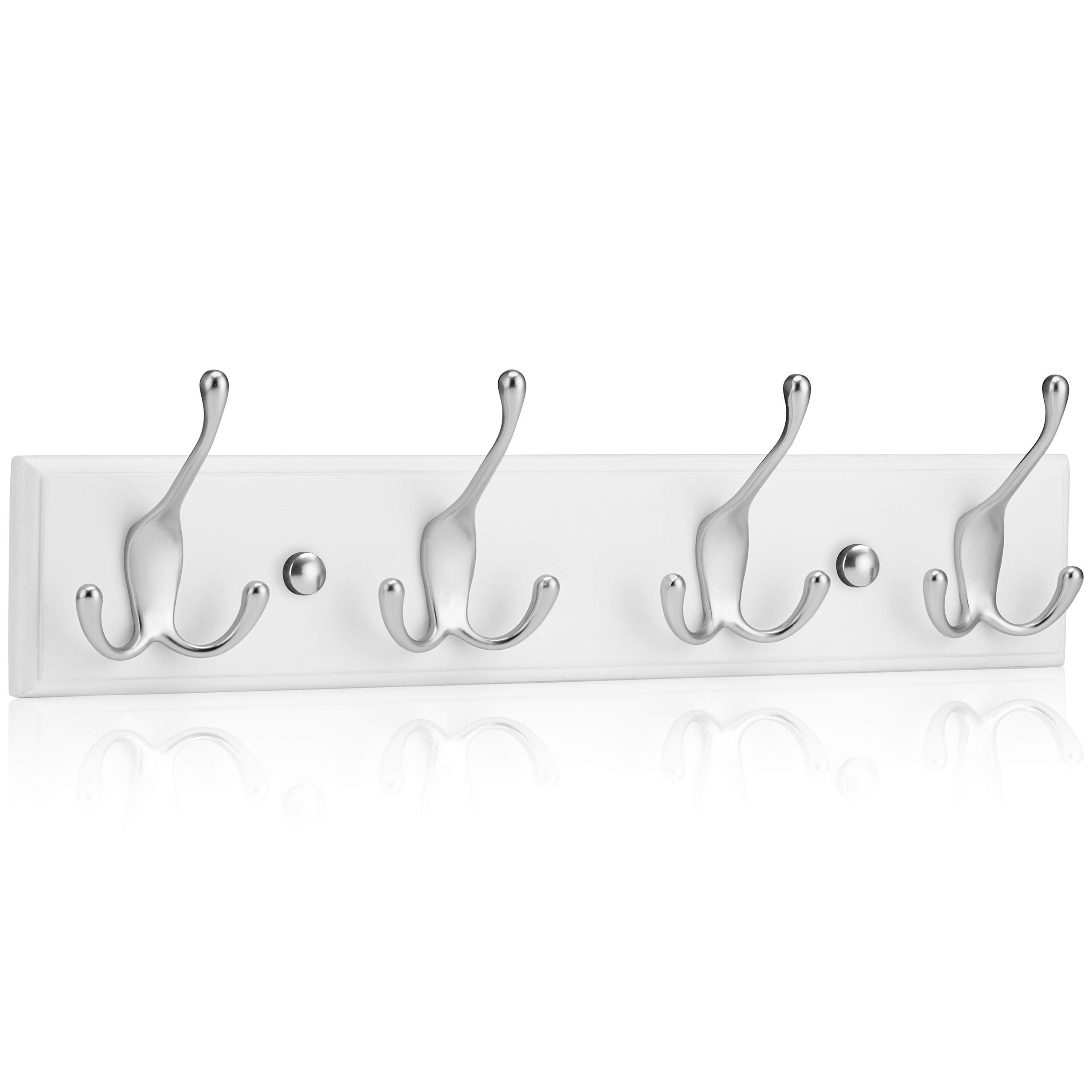 LARHN WallMounted Coat Rack 4 MattNickel Triple Coat Hooks for Wall
