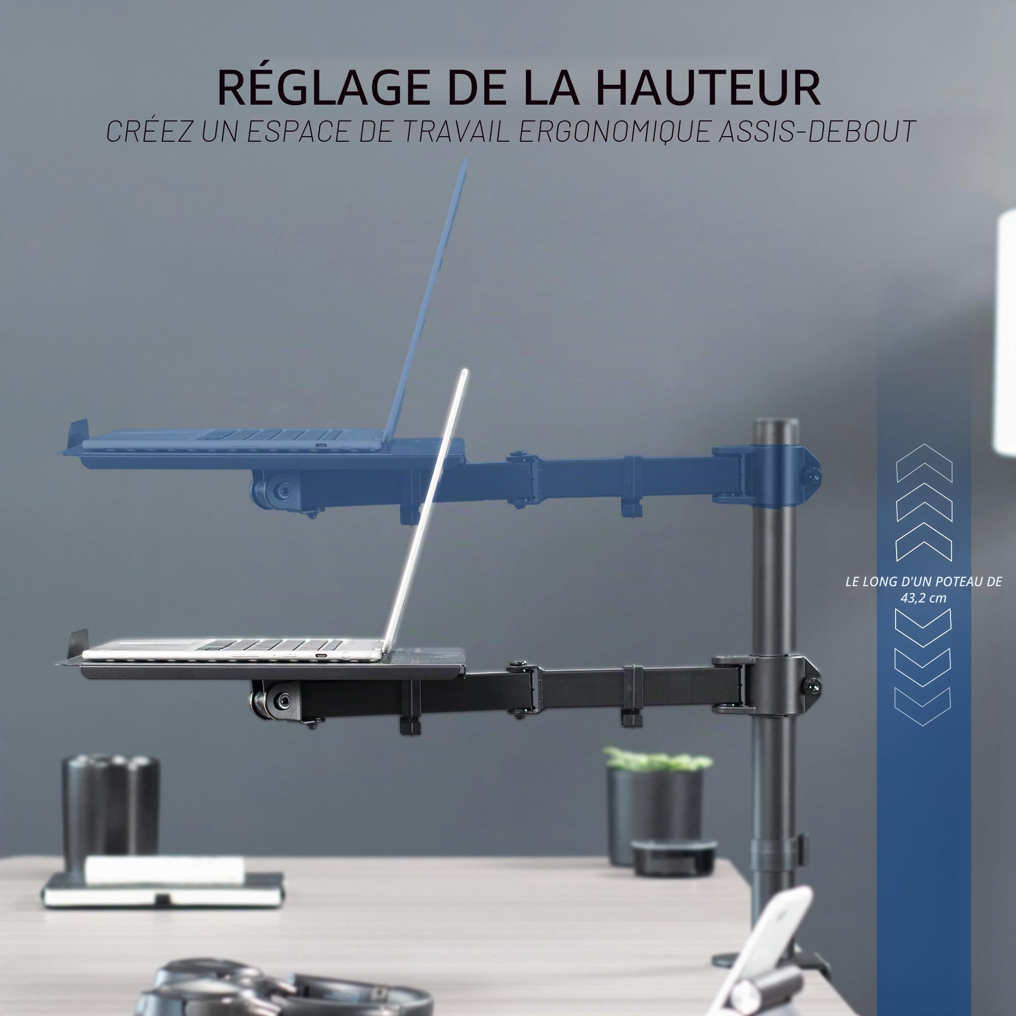 Vivo Support de Bureau pour Ordinateur Portable – Extension entièrement réglable avec Pince en C (STAND-V001L)
