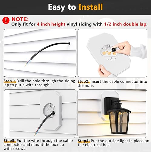Vista 4 de Kit de montaje de revestimiento, bloque de montaje de revestimiento, bloque de montaje de luz exterior con caja eléctrica incorporada, placa