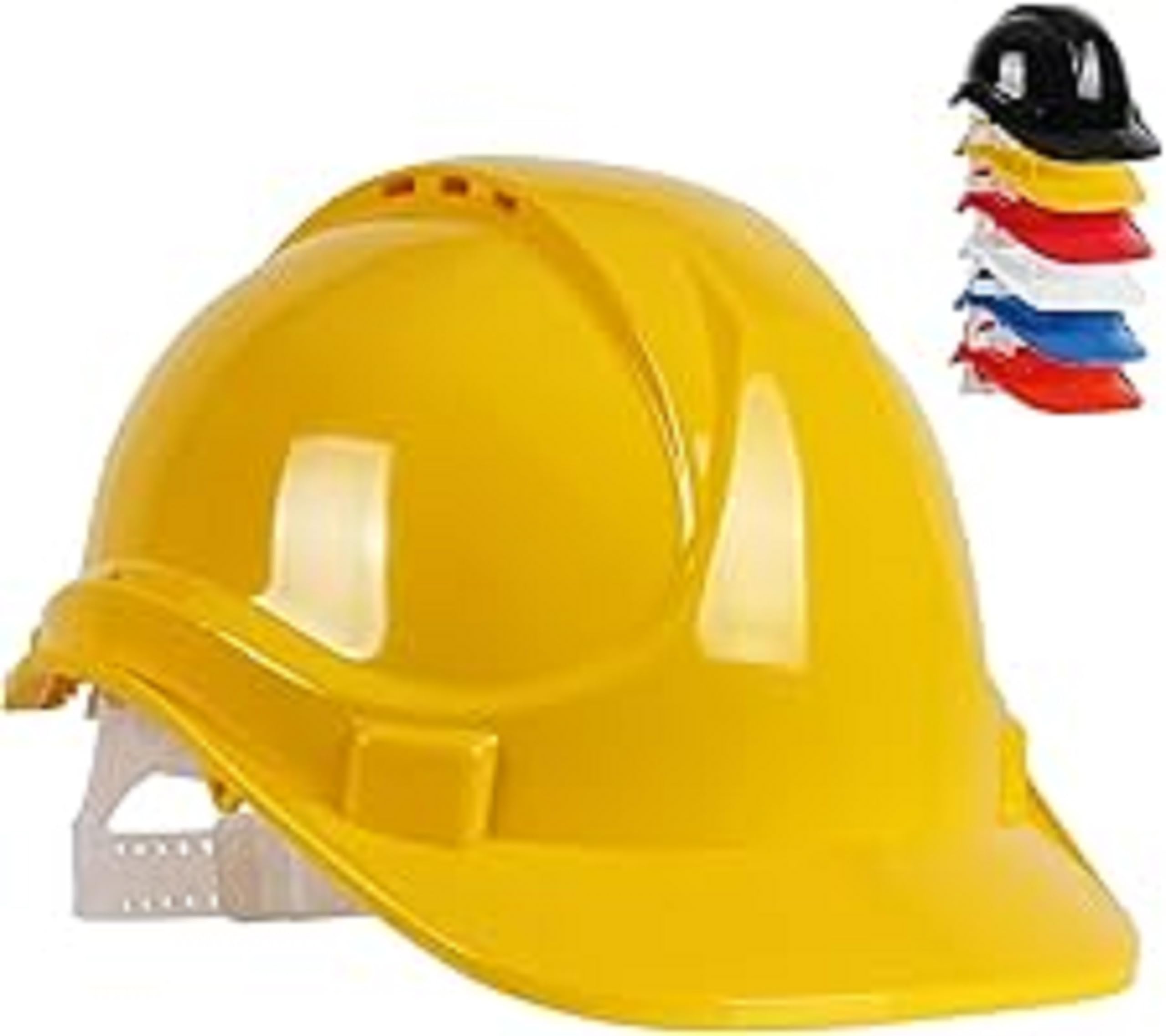 Yellow Hard Hat, Safety Helmet, For Construction, Mens Womens Unisex, Work Hats, Builder, One Size Adjustable Head Strap, HDPE Protection, UK/EU 2016/425 EN937:2012+A1:2012
