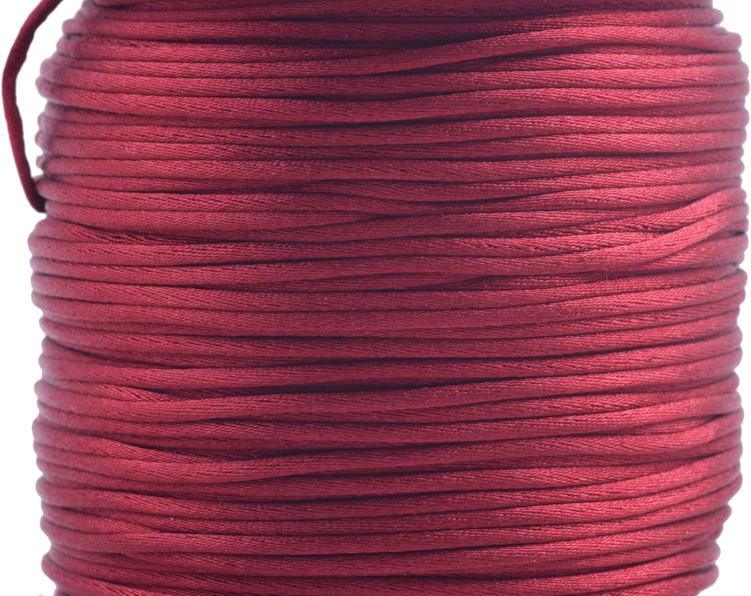 KONMAY 1 Roll 73 Meters 1.0mm Wine Rattail Satin Silk Trim Cord Beading String for Chinese Knotting, Kumihimo, Beading, Macramé, Jewelry Making