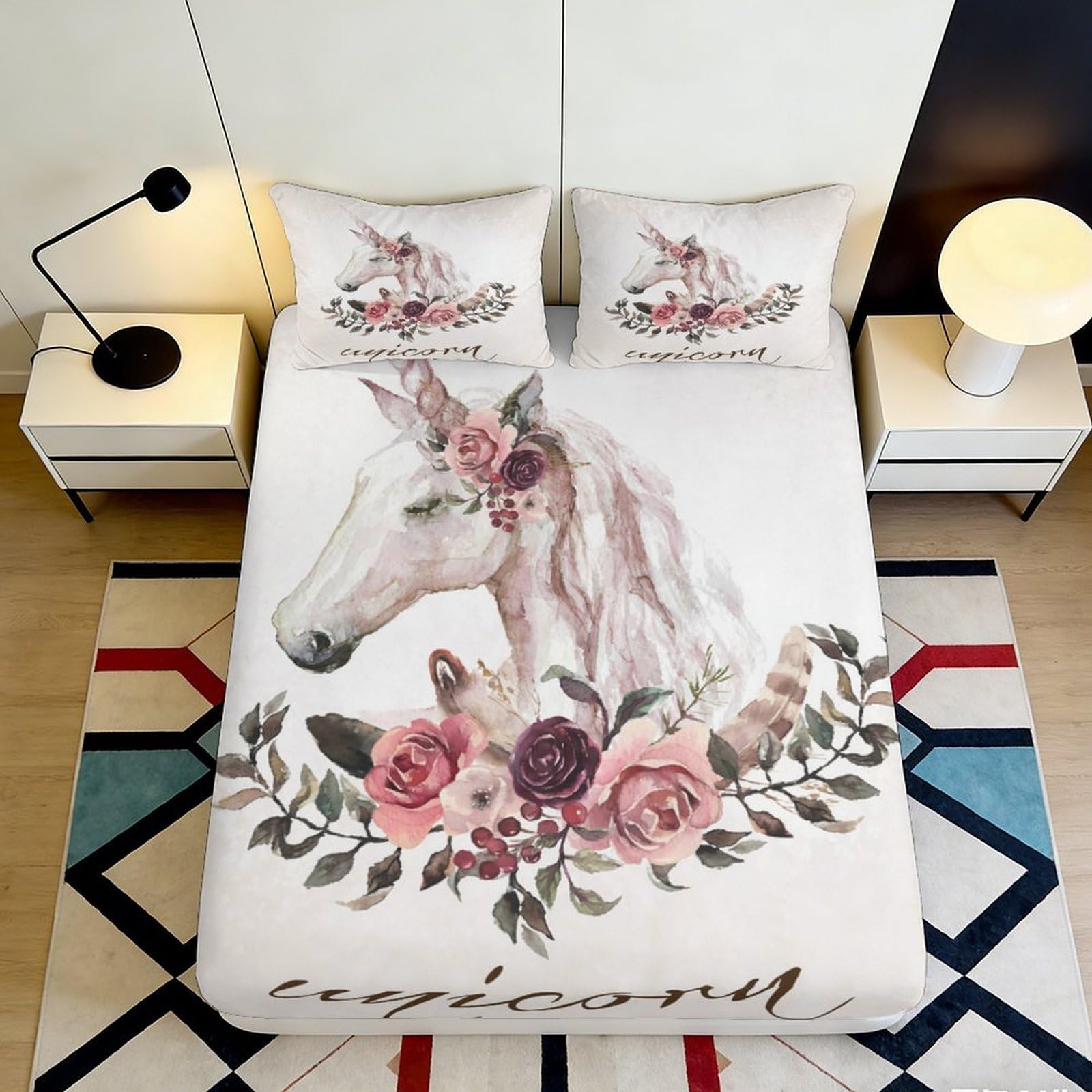 3D Printed Ukiyo-e Sakura Fitted Sheet Microfiber Soft Anti-Slip Pagoda Mountain Bed Cover for Bedroom Dorm Home 90x200x25cm