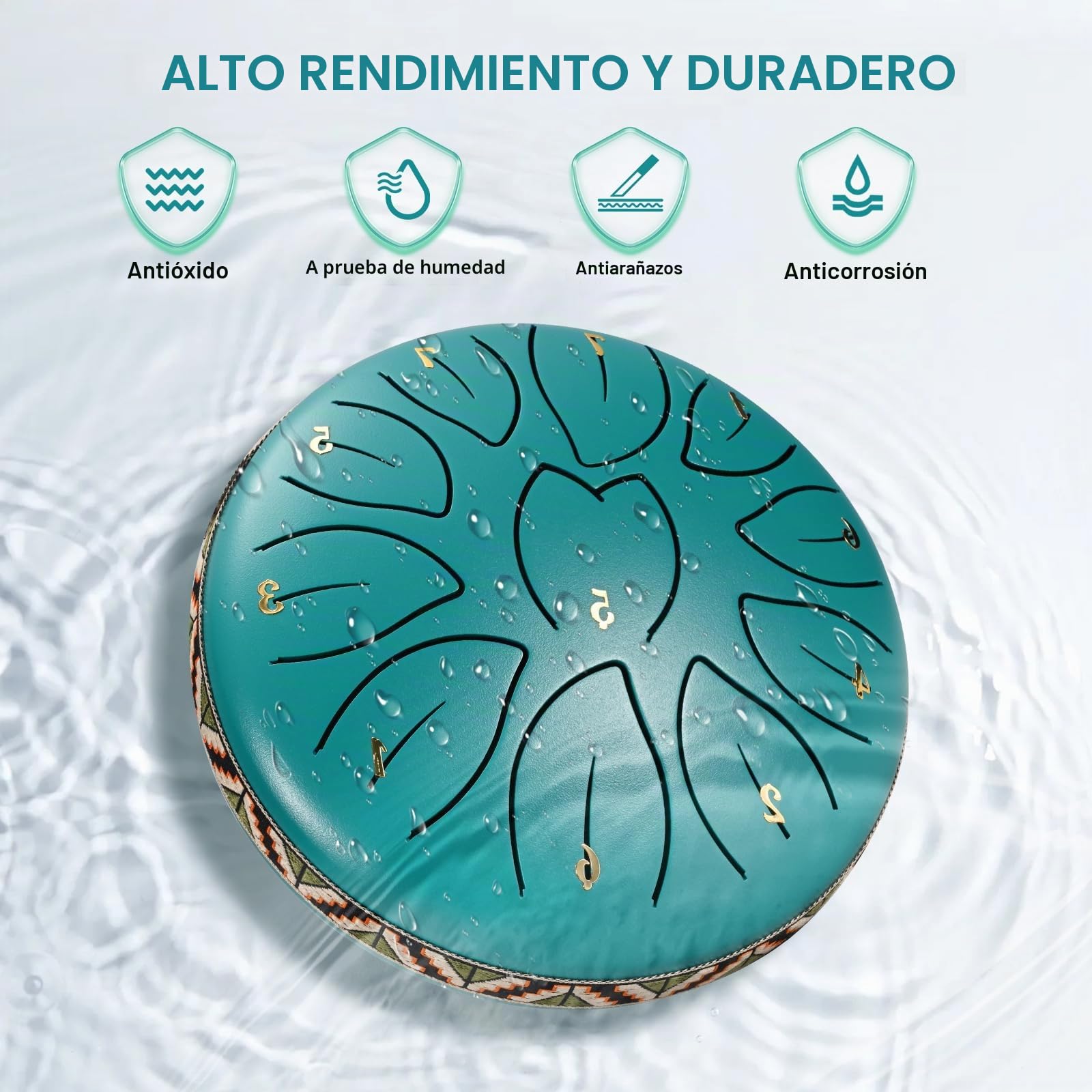 Tambor de Lengua de Acero 6 Pollici e 11 note per Bambini, Strumento a Percussione C-Key Handpan Tambor Rain Drum con Borsa Morbida, Libro di Musica, 2 Mazzuoli per la Meditazione o lo Yoga