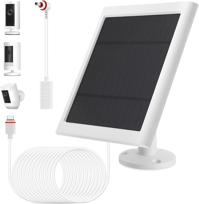 1 Pack - Solar Panel for Ring Camera, Compatible with Ring Spotlight Cam Plus/Pro(Battery) & Ring Stick Up Cam/Pro Battery & Ring Spotlight Cam Battery with 10FT/3M Long Cable