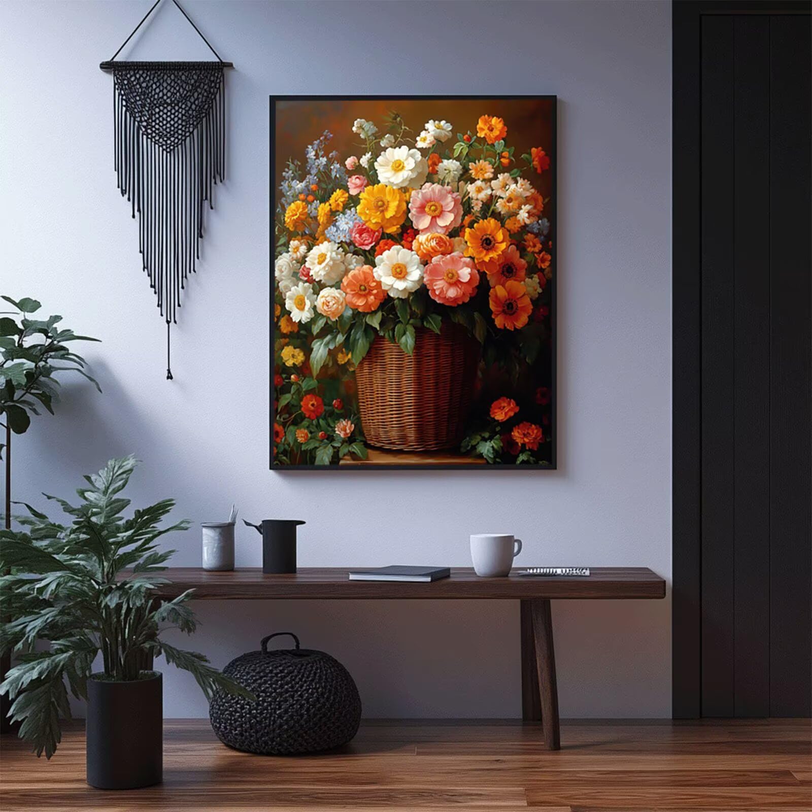 Diamond Painting Cesta De Flores Cuadros Decorativos 135 x 100 cm ZXSH6991 | Planta Kit Manualidades Adultos Bordado Punto de Cruz Cuadro Diamantes para Home Decoration Pared Regalo Mujer