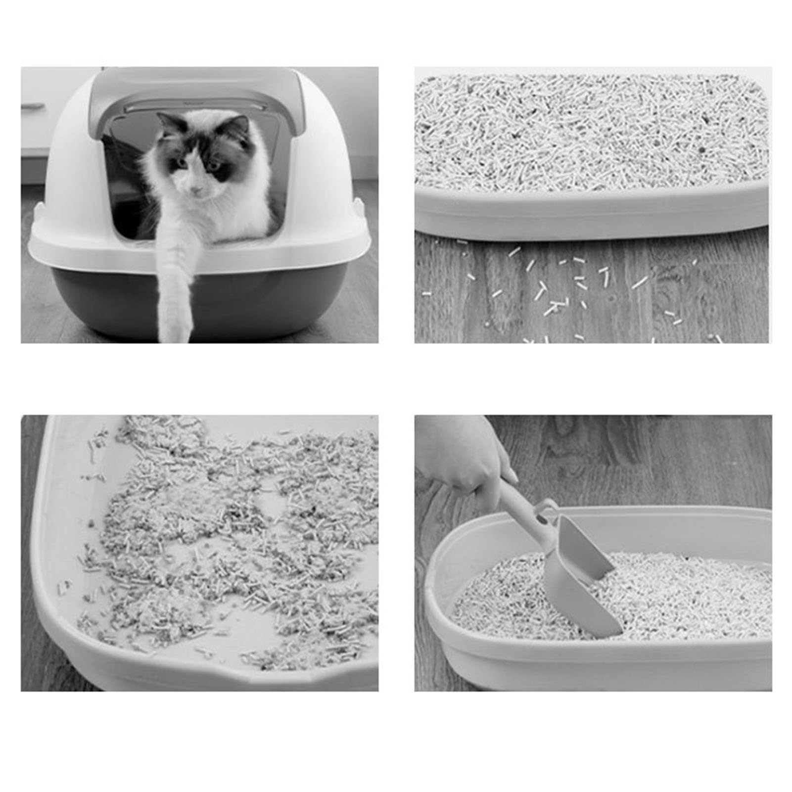 Caja de para Gatos Semicerrada, Acero Inoxidable Pequeña | Construcción de acero inoxidable antioxidante, diseño a prueba de salpicaduras de lados altos, control de olores