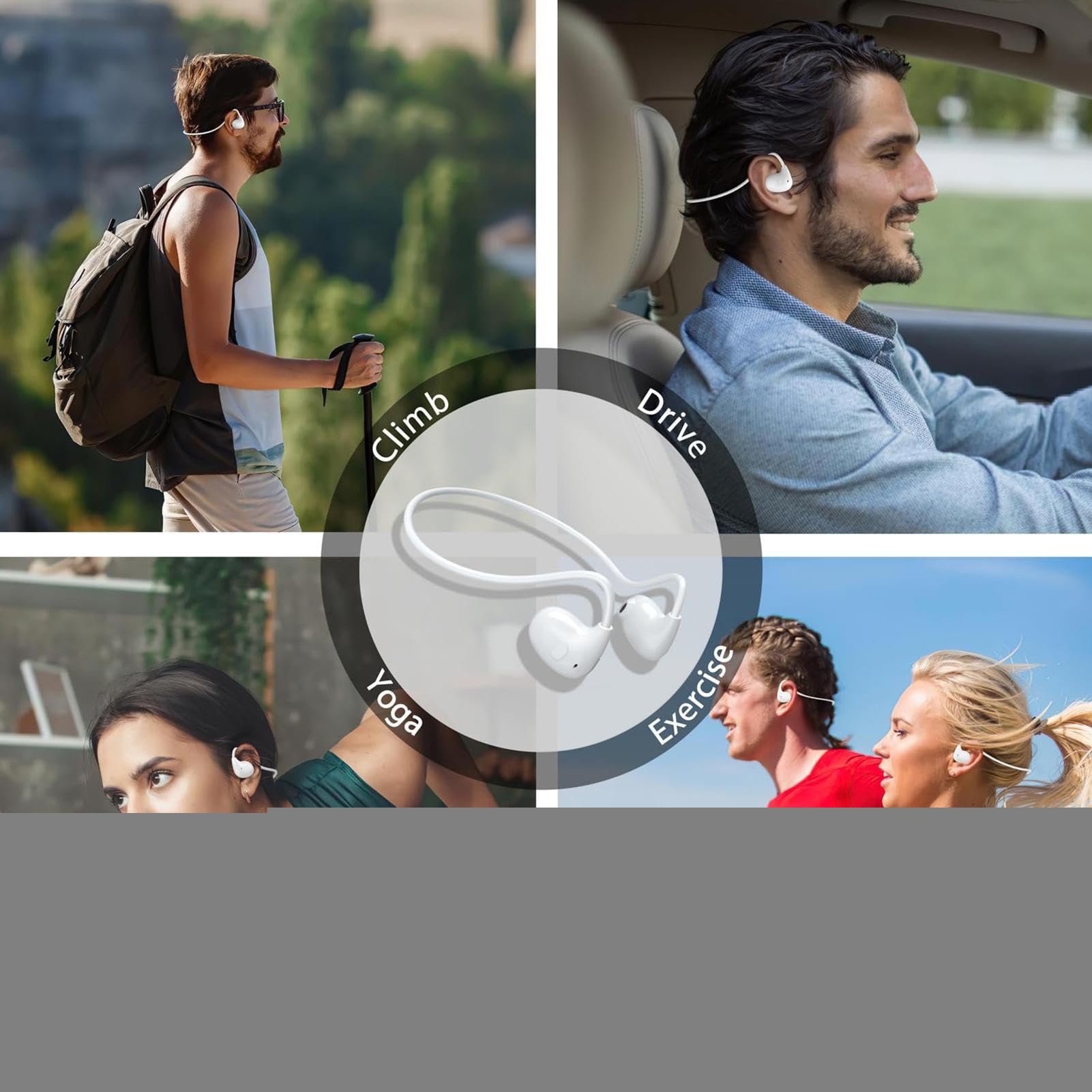 Genérico Cuffie Di Guida D'aria - | Cuffie Senza Fili In Orecchio Esterno | ?ular Batteria Ultra Lunga IP68 ?ular Sportivi A Bassa Latenza