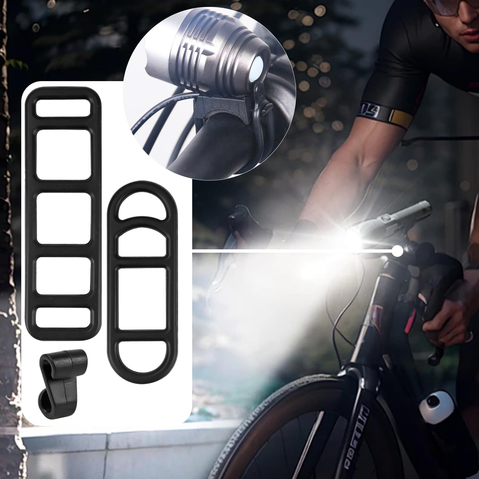 CONJURAIDE 34 Stück Fahrradlicht Gummiband, Fahrradlicht Halterung Gummi Bänder mit S Kleiner Haken Taschenlampe Befestigungsband Fahrrad Rücklicht Halterung Silikonband für Rücklicht Fahrrad LED Sport & Freizeit