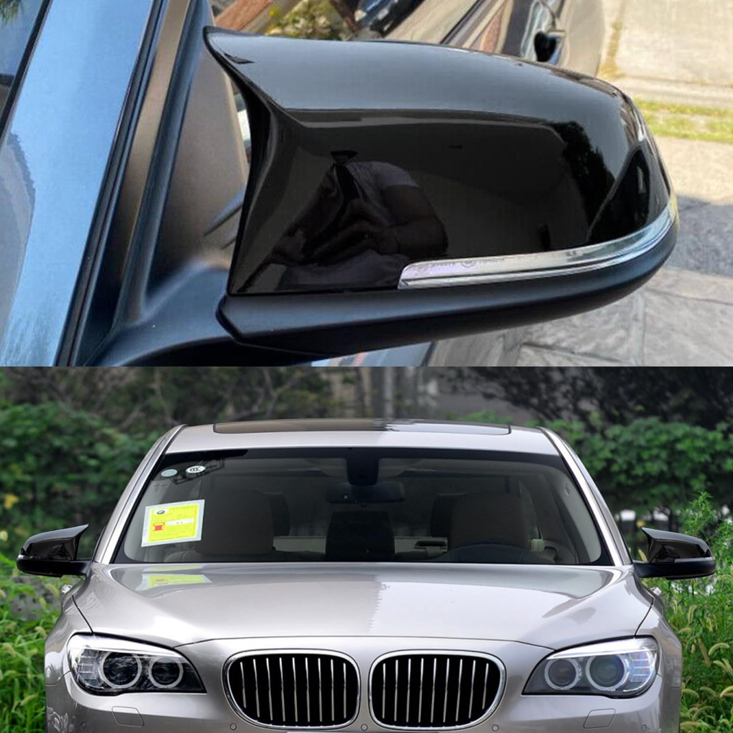 Coperchio Dello Specchio Laterale, Ricambio per Specchietto Retrovisore Compatibile con BMW 5/6/7 Series F10 F11 F18 LCI GT 5GT F07 F06 F12 F13 F01 F02, Nero Lucido, 2 Pezzi
