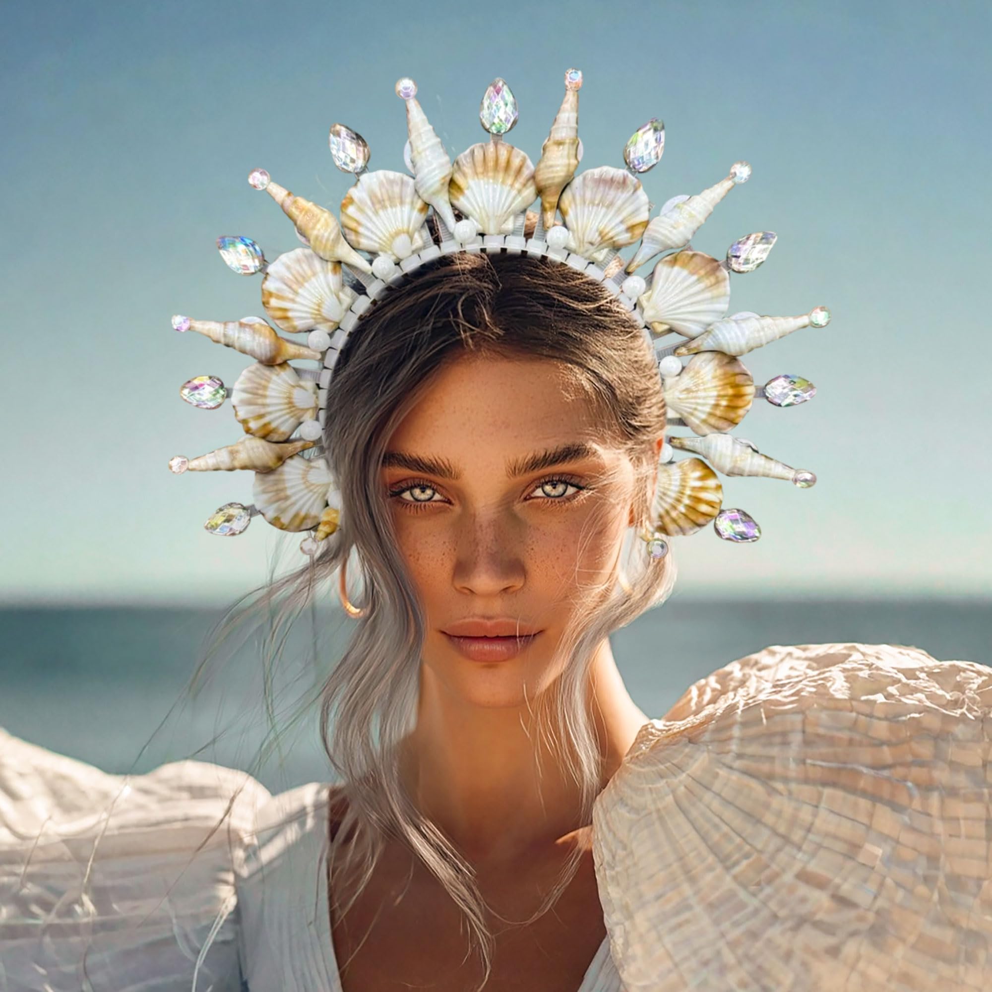 JeVenis Mermaid Crown Headband Seashell Crown Siren Costume Women Gold ...