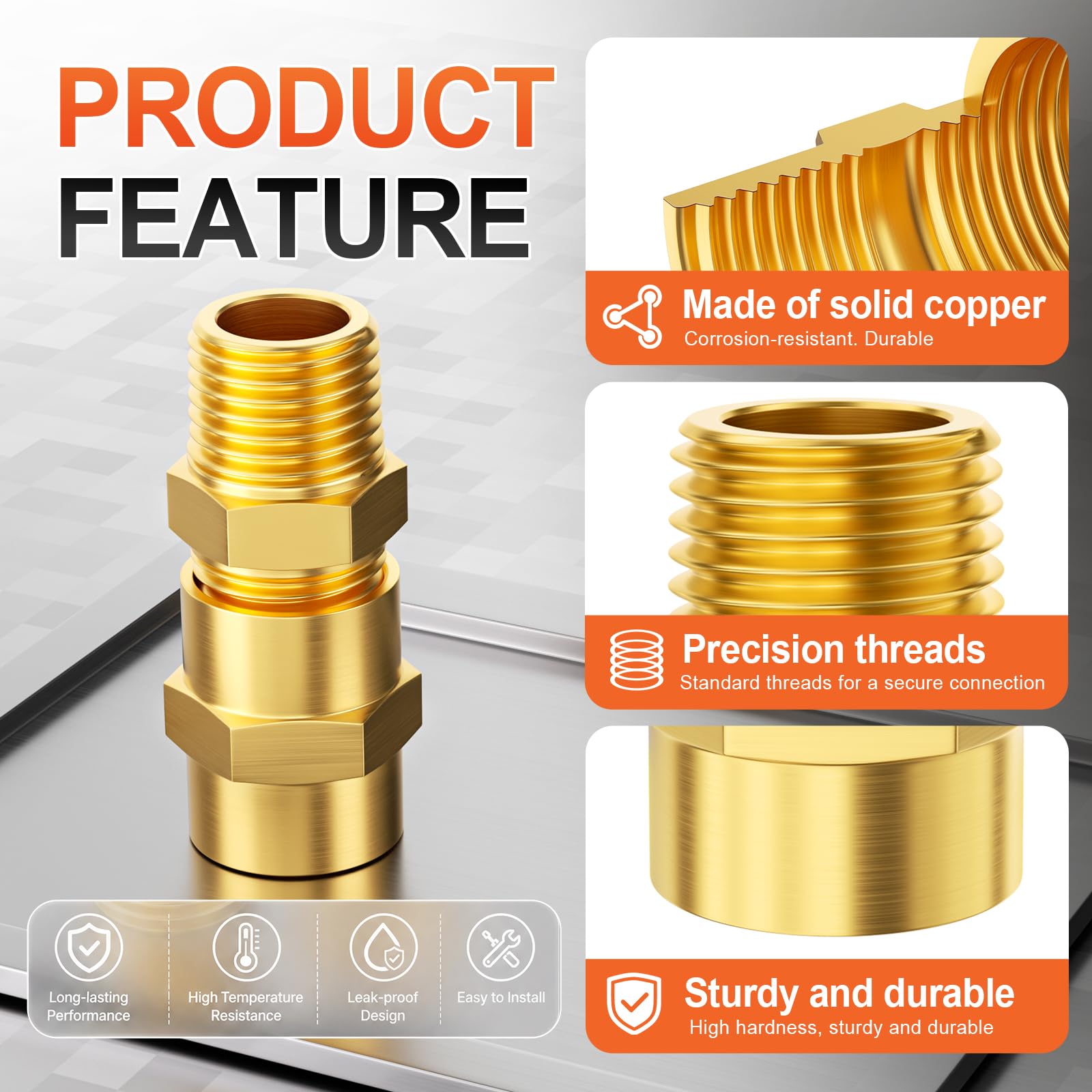 GASHER 12 accesorios de tubería de latón, acoplador hexagonal de latón, tubo de rosca macho NPT de 3/4 x 3/4 pulgadas, tubo de rosca hembra NPT de 3/4 x 3/4 pulgadas