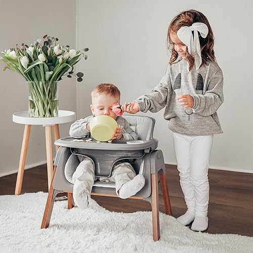 Miniatura 5 de Fodoss Silla alta convertible para bebé con bandeja desmontable, silla alta plegable para comer con cojín grueso, silla para Comer de Bebe