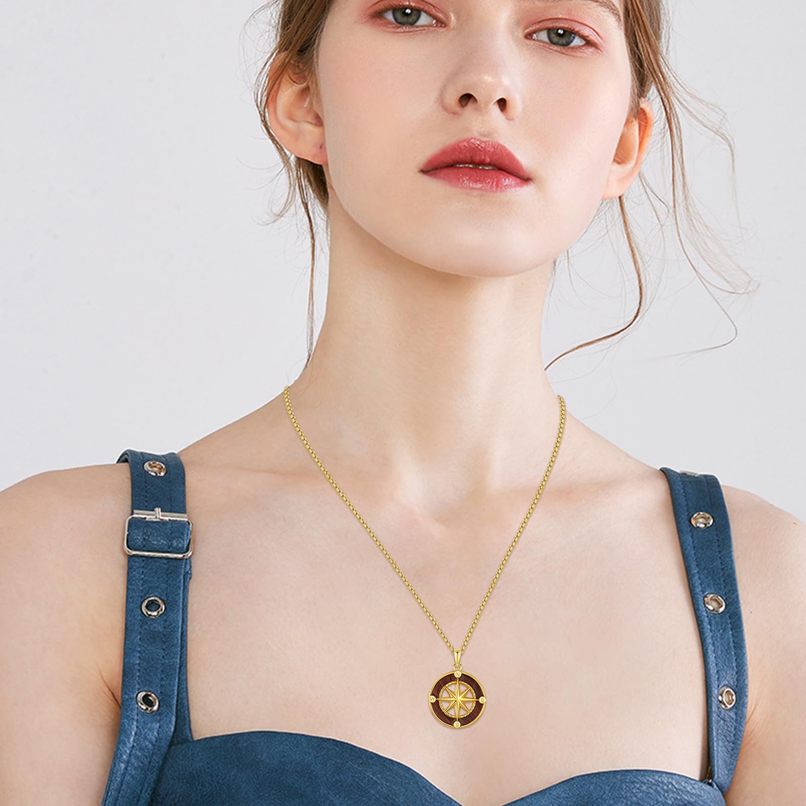 REDSUN Collana da donna in argento sterling 925, placcato oro 14 carati, con legno naturale, ebano, talismano, gioiello da viaggio, anima in legno, per donna, uomo, regalo di laurea, regalo di
