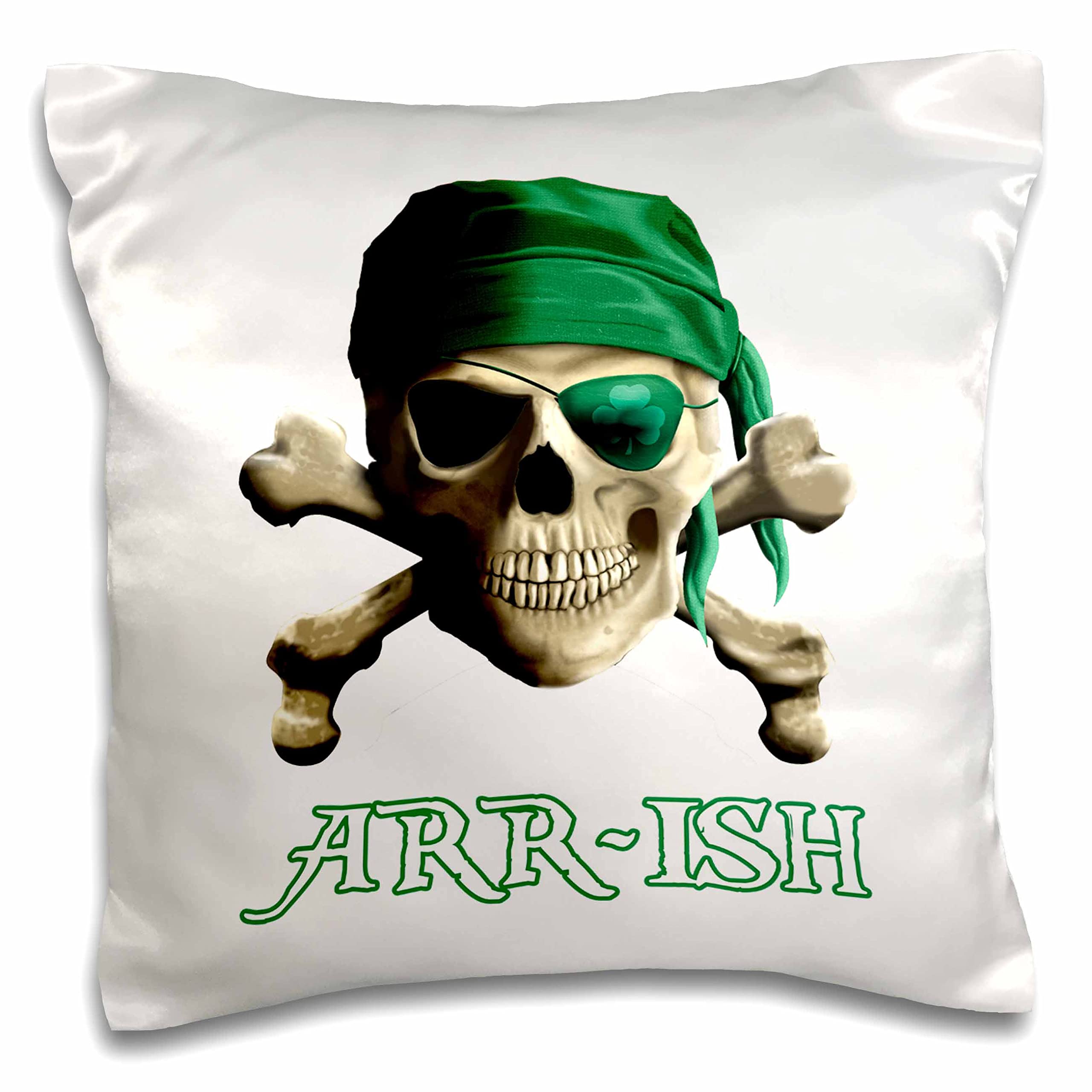 3dRose Macdonald Creative Studios – Nautical-Funny Jolly Roger Joke Arrish Instead of Irish (pc-299231-1) Pillow Case, White