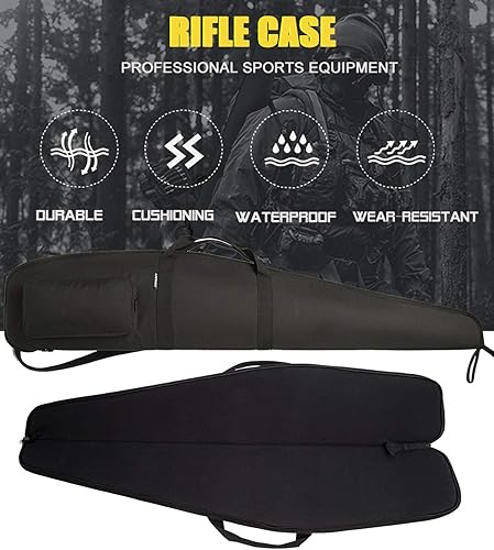 Miniatura 6 de Funda para rifle de 444852 pulgadas, resistente al agua, con bolsillo con cremallera para rifles con alcance.