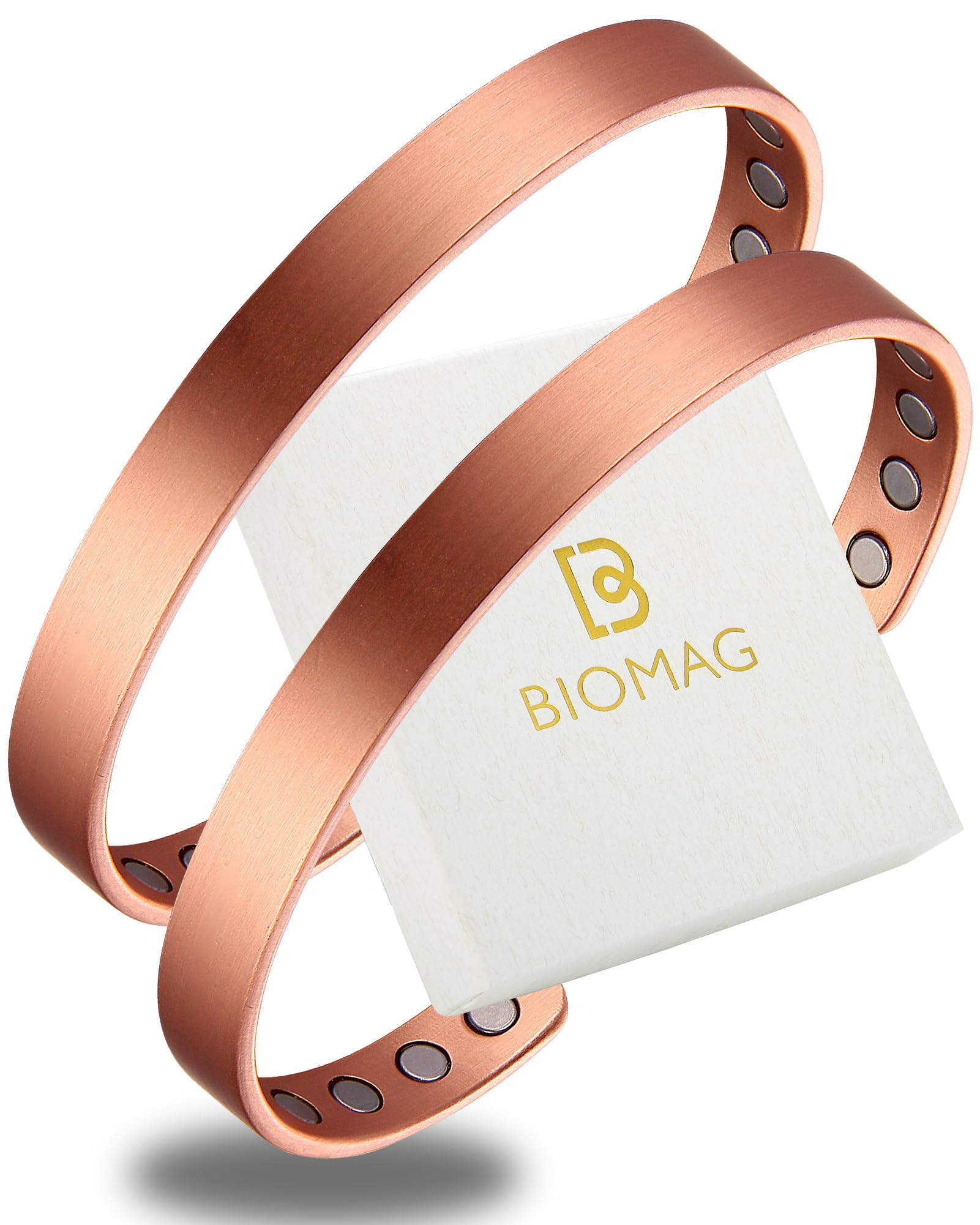 BioMag 2Pcs 99.99% Copper Bracelet for Women, Adjustable Magnetic Bracelets Bangle Cuff with 3500 Gauss Magnets