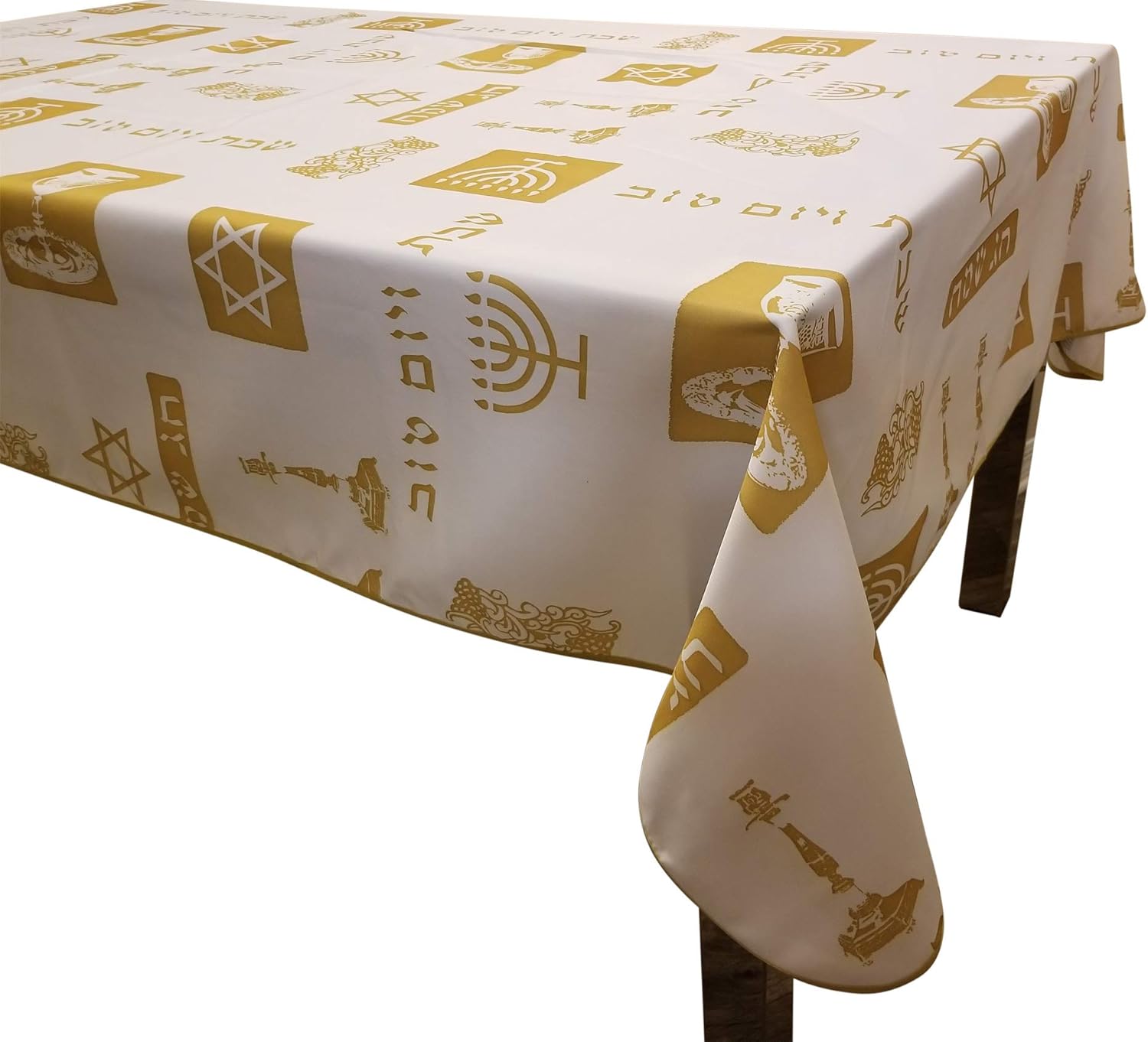 Shabbat Shalom Yom Tov Anti Stain Tablecloth Jewish (58