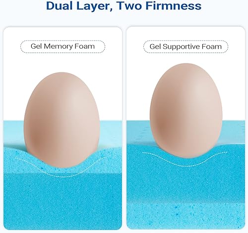 Miniatura 6 de Maxzzz Cubrecolchón de 4 pulgadas King – Cubrecolchón de espuma viscoelástica de gel fresco extra firme, cubrecolchón duro para aliviar el dolor de