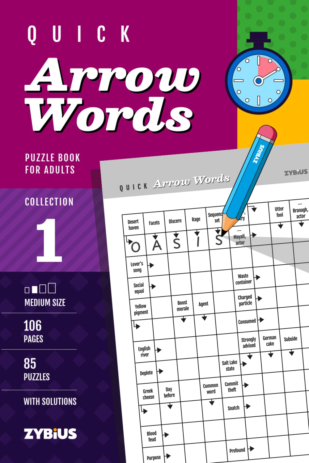 Quick Arrow Words - Puzzle Book for Adults - Collection 1