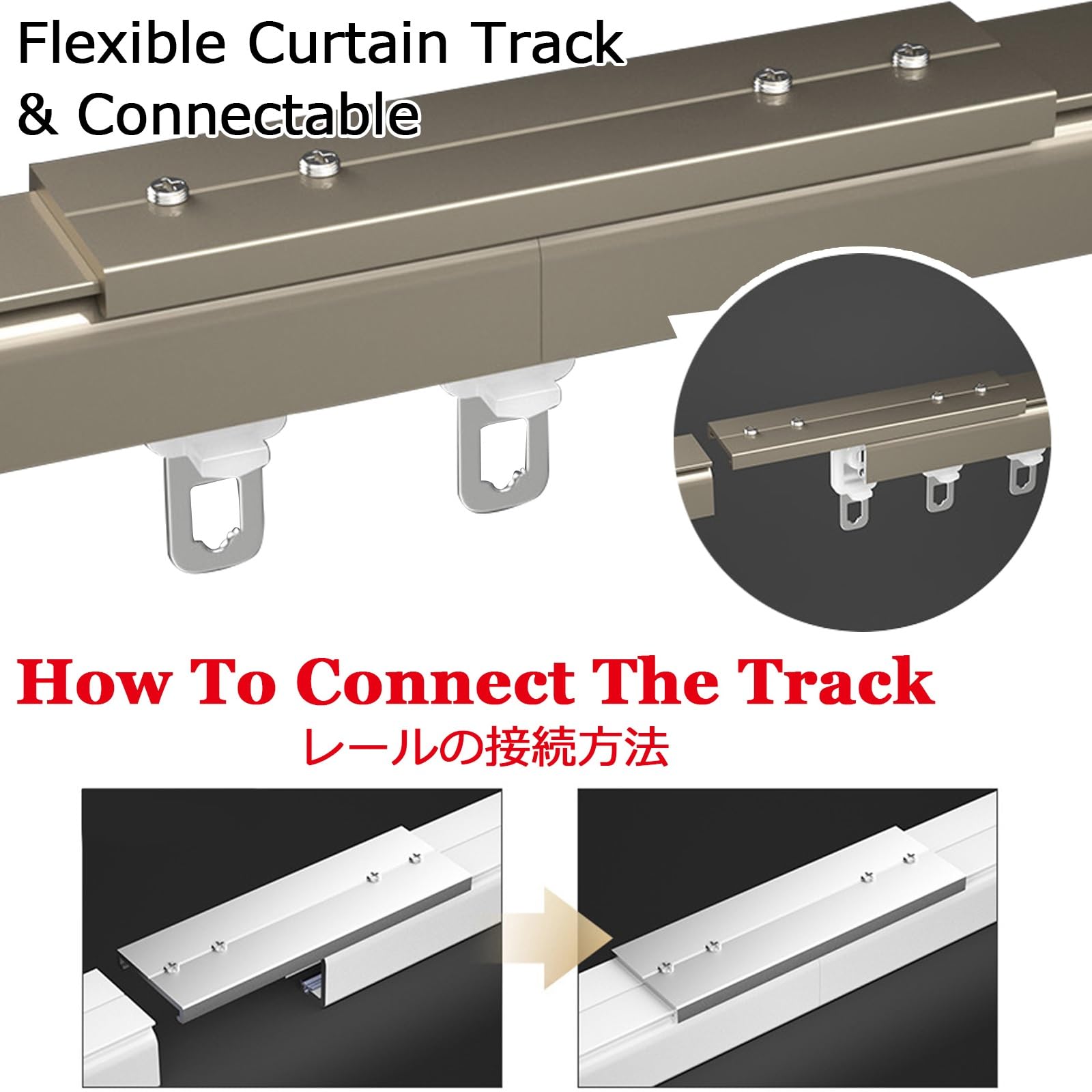 Tringle à rideaux robuste en aluminium – Fixation au plafond et au mur – Tringles à rideaux coulissantes lisses – Parfait pour la chambre à coucher et le salon – Solution durable et polyvalente de