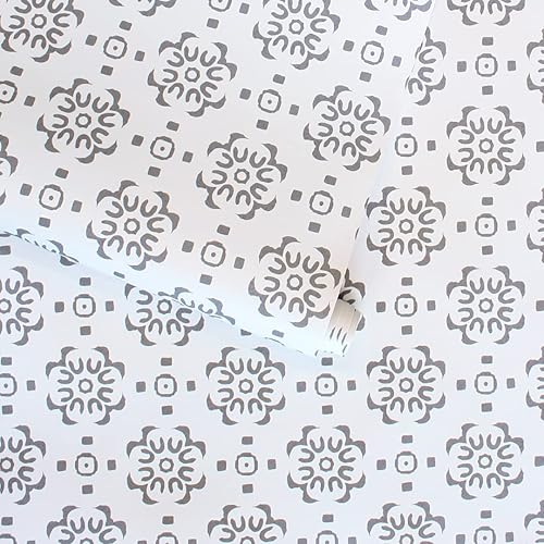 Miniatura 8 de Tempaper Papel tapiz removible de azulejos decorativos grises, 20.5 pulgadas x 16.5 pies, fabricado en los Estados Unidos