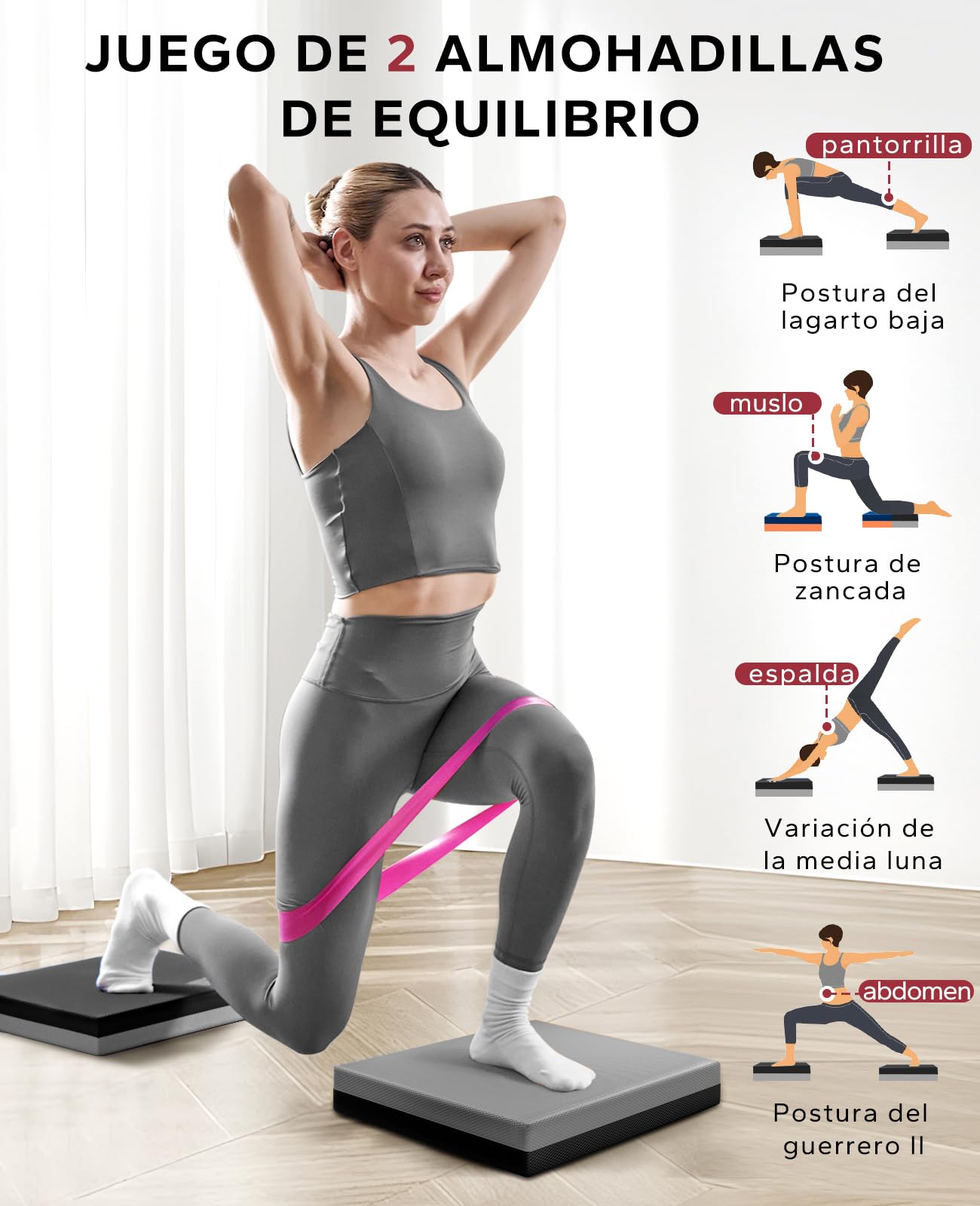 HAPBEAR Almohadilla de Equilibrio-40x33cm Alfombrilla antideslizante con fondo texturizado para entrenamiento de estabilidad - Espuma suave acolchada de 6cm de grosor para fisioterapia
