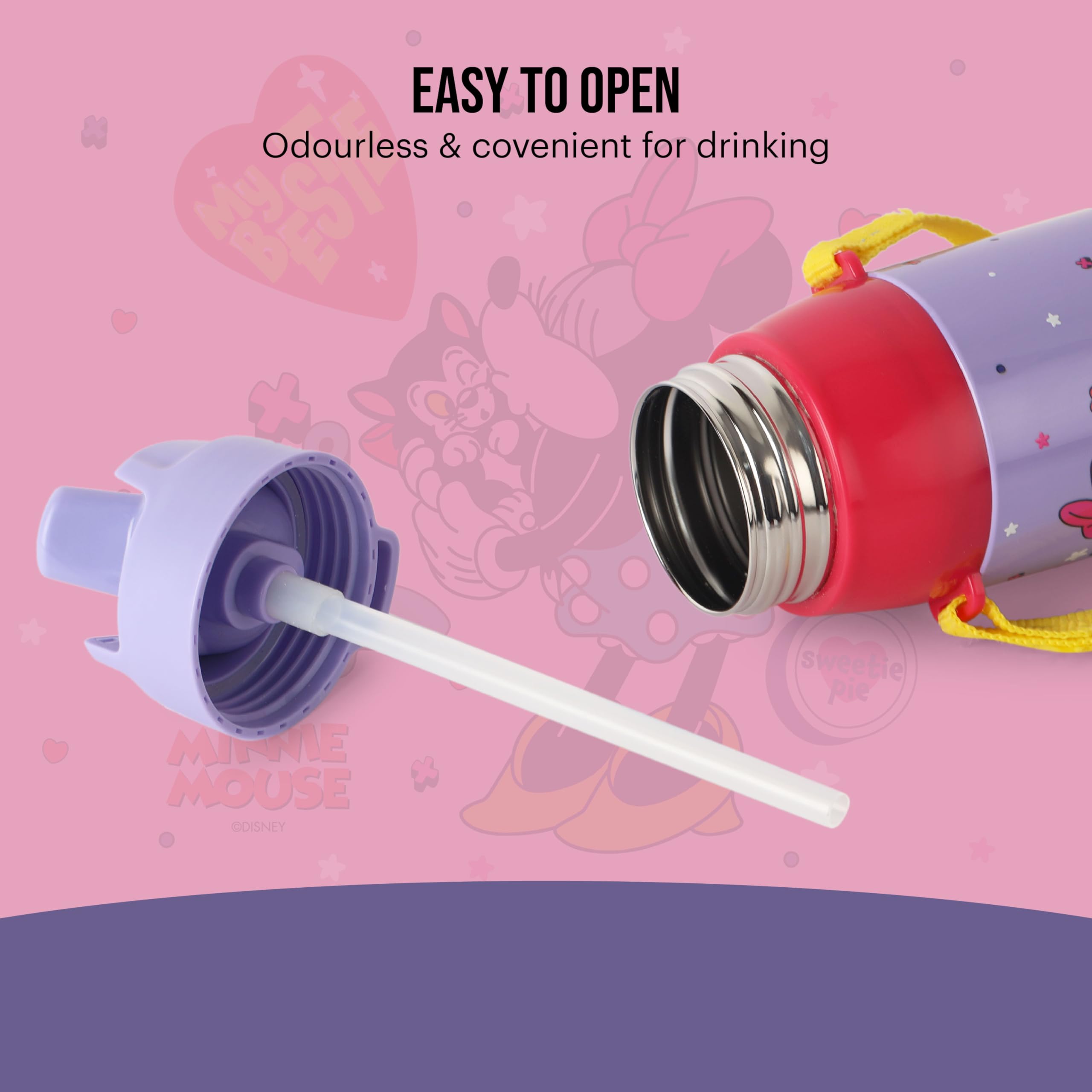 CELLO Kidzbee Era 400 Insulated Kids Water Bottle 400 ml, Lavender | 3D Touch & Feel Cuddle Buddies Design One Hand Grip Lightweight Leakproof Easy Sip Flip Cap Insulated Water Bottle for School Kids — Amazon image 5