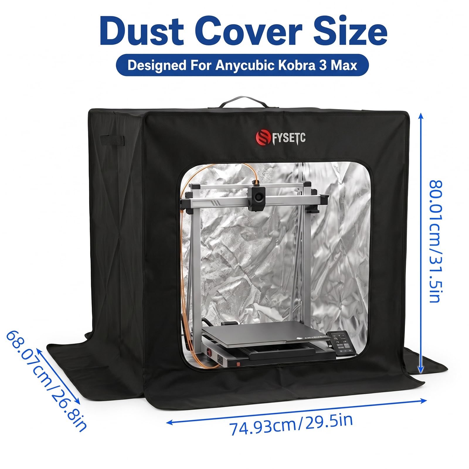 Boîtier de pièces améliorées pour Anycubic Kobra-3 Max : couverture anti-poussière pliable 75 L x 68 W x 80 H cm isolation thermique ignifuge protection acoustique température constante tente pour