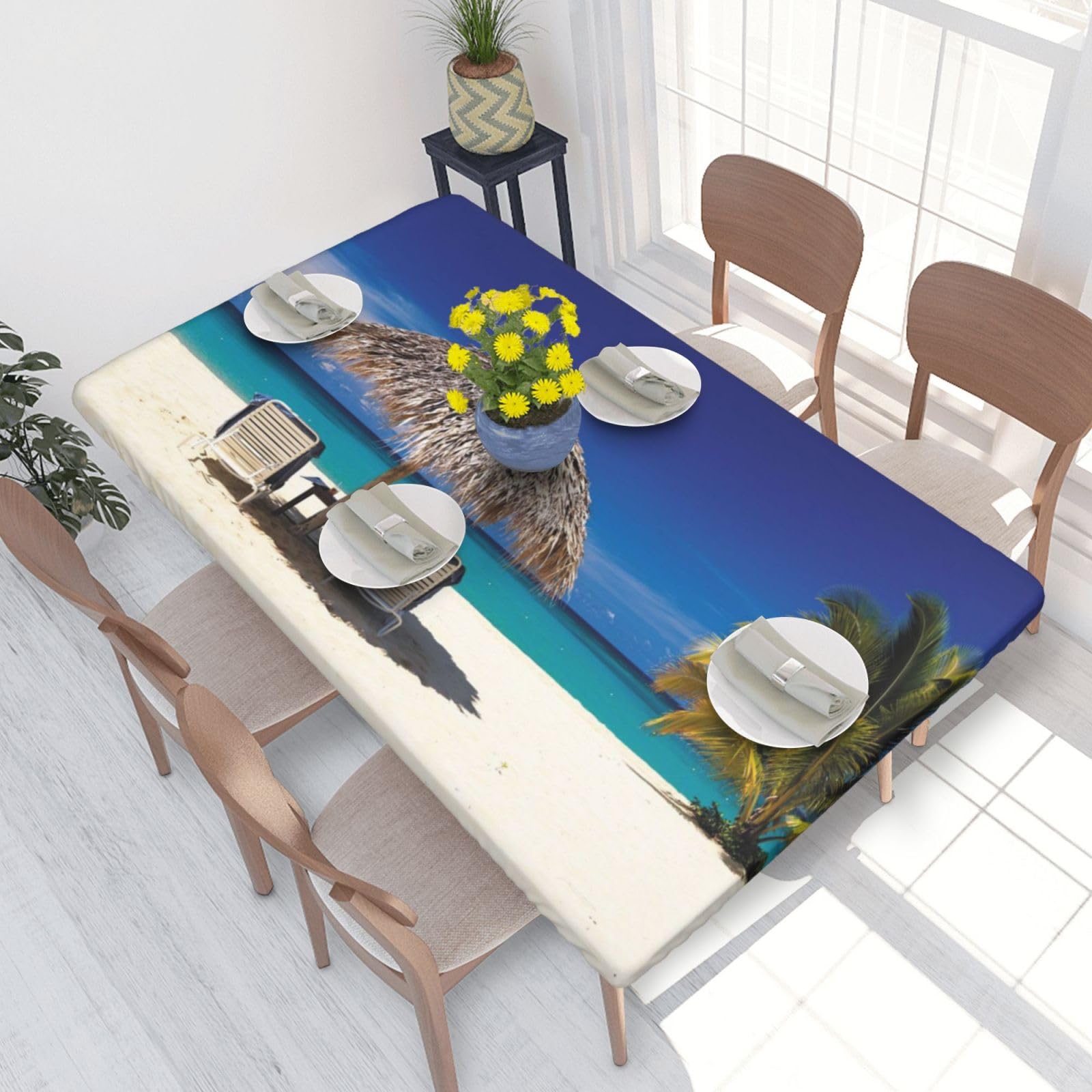 BNVSADC Jamaica Beach Printed 4FT Tablecloth 122x76 CM Polyester Kitchen Water Resistant Table Cloth Dining Table Decoration Table Covers
