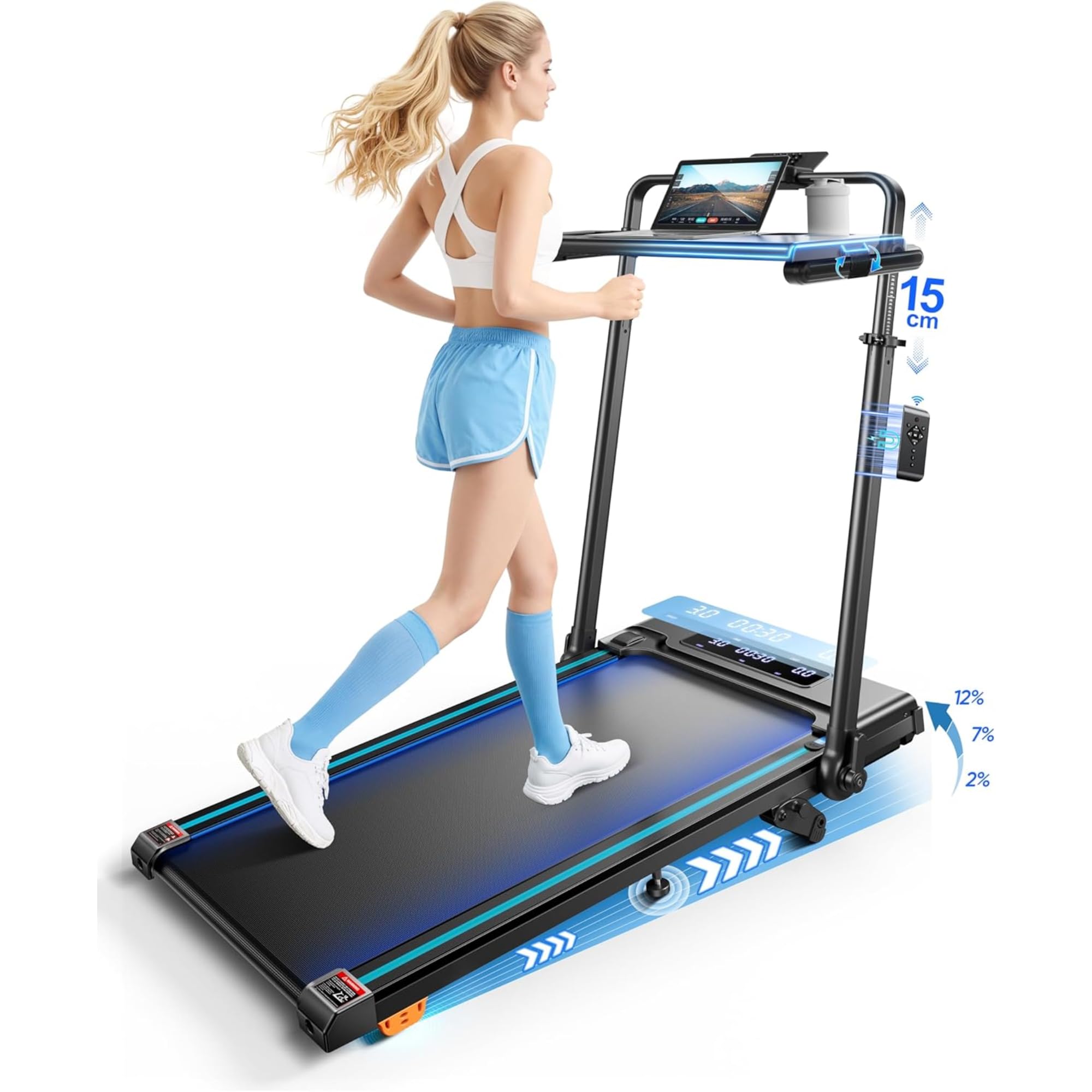 6-IN-1 Laufband für Zuhause Klappbar mit Abnehmbarem Tisch