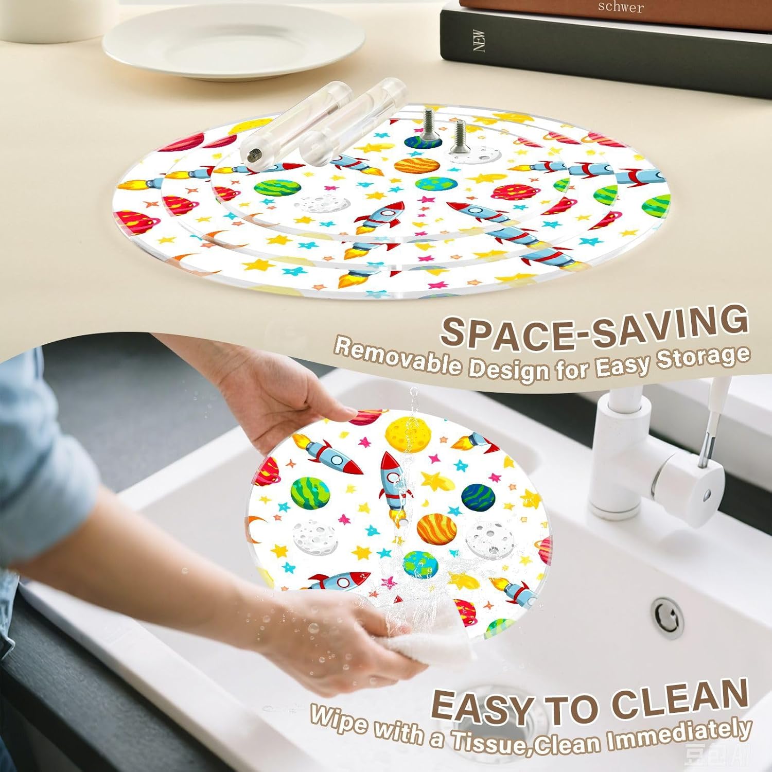 Spaceship Planet Star 3 Tier Acrylic Cupcake Stand, Cupcake Stand for 34 Cupcakes for Weddings, Christmas,Holidays,Parties,Birthday,Printed Cupcake Tower 23300239