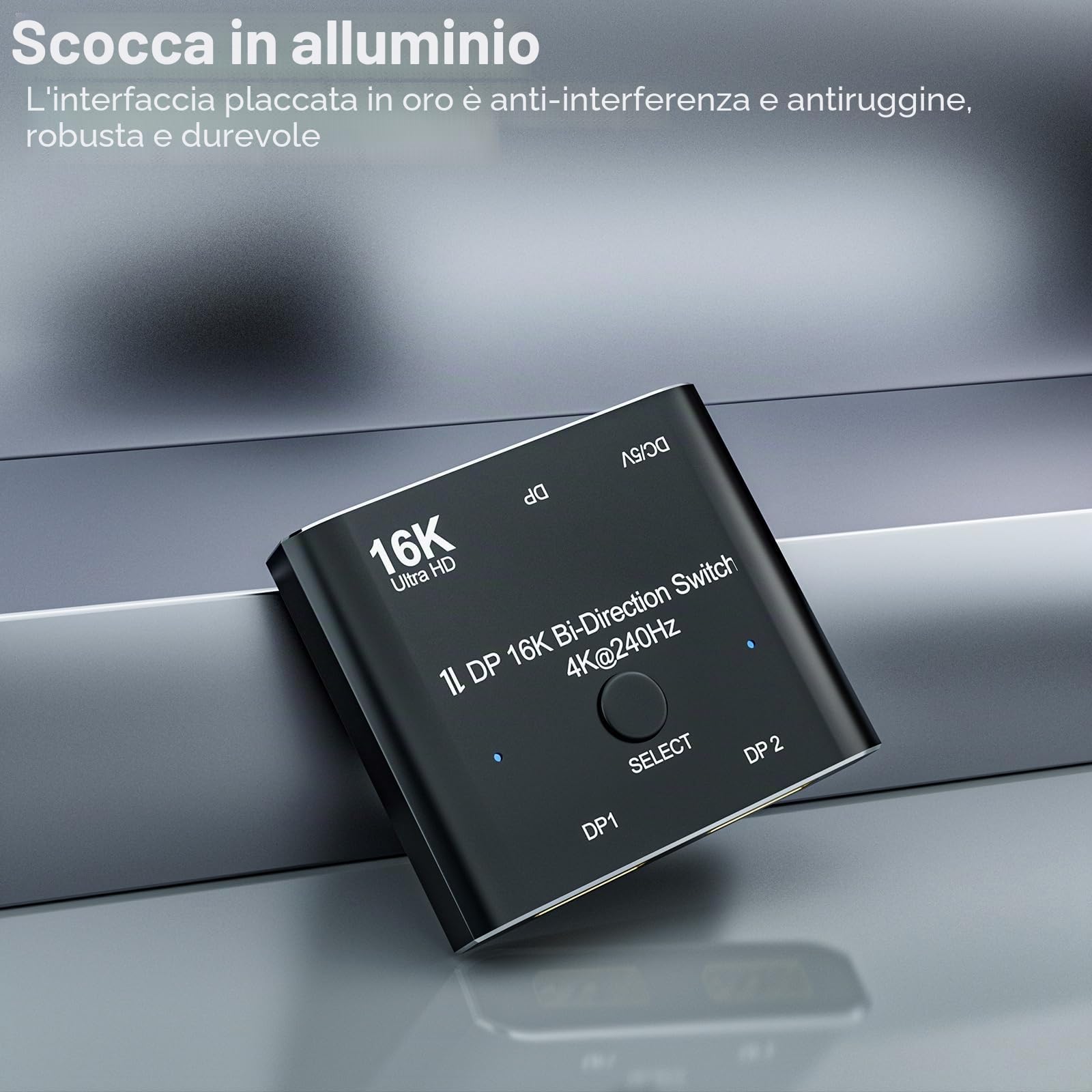 DisplayPort 2.1 8K 10K 16K DP Switch Bi-Direction 8K@120Hz 4K@240Hz Splitter Video Converter per più sorgenti e display