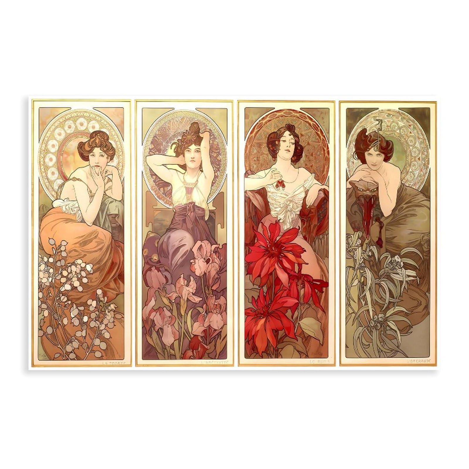 Qnvjqkdsi Unframe Alphonse Mucha Vintage Canvas Poster Bedroom Decor Landscape Office Room Decor Gift 16" L X 24" W