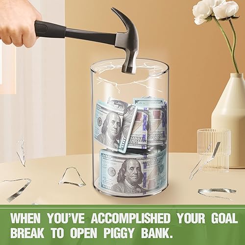 Miniatura 4 de Alcancía transparente para adultos y niños que debe romperse para abrir caja de dinero acrílica sin penable de 10 x 6 pulgadas para ahorrar dinero