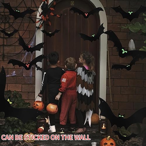 Miniatura 4 de Murciélagos colgantes para decoración de Halloween al aire libre, grandes murciélagos de Halloween para decoración al aire libre, 3 con bonitos