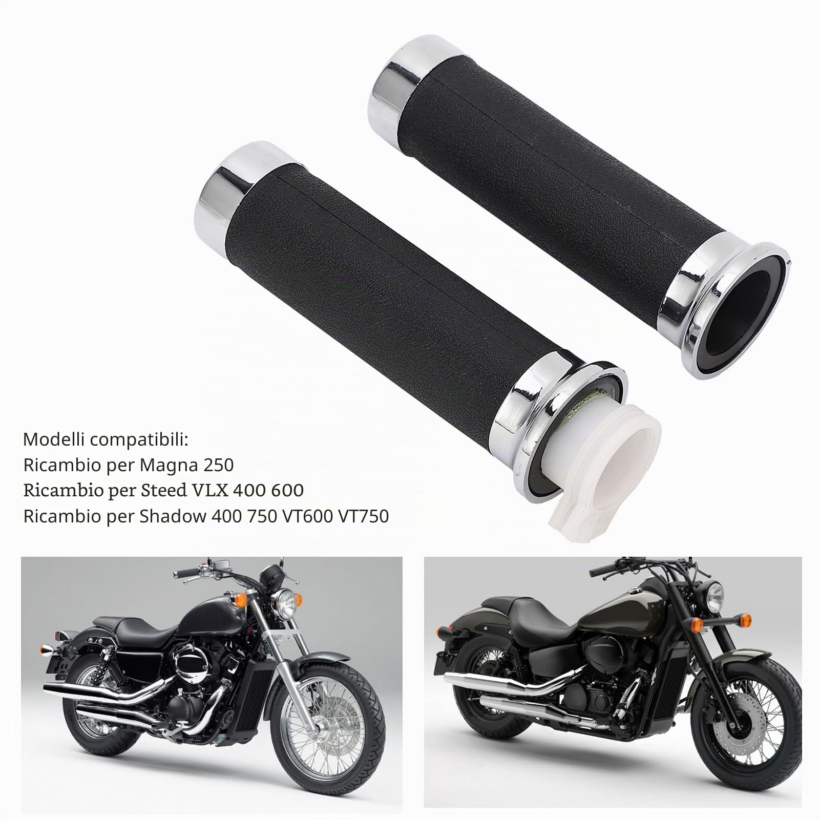 Manopole Manubrio per Shadow 400 750 VT600 VT750 e Vintage, Antiscivolo e Universali per Magna 250 e Steed VLX 400 60