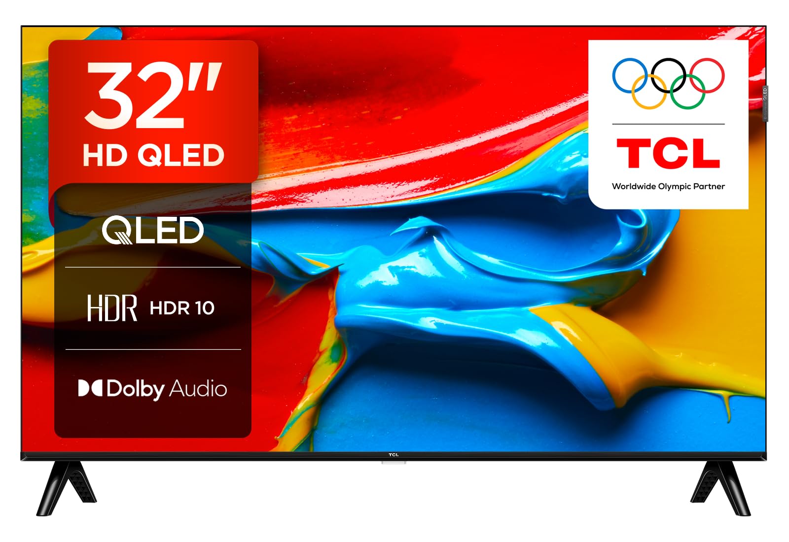 TCL TV 32V4C - 32 pulgadas HD Smart QLED Direct LED con Android TV y HDR - Compatible con Google Cast y Google Home, diseño Delgado