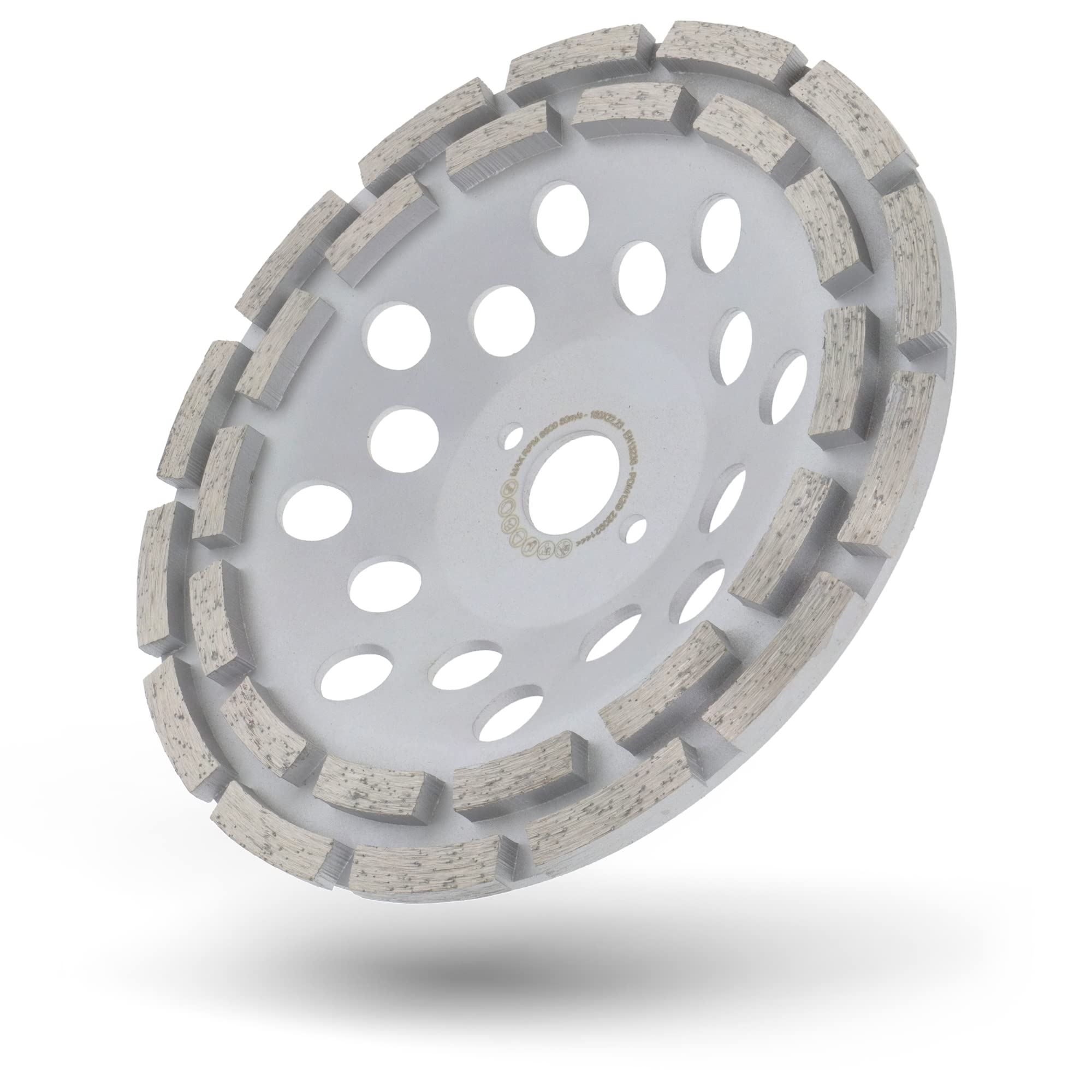 PRODIAMANT Meule Assiette Diamantée 180 mm Béton Universel Double Rangée 22,2 mm
