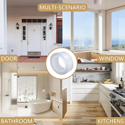 Miniatura 6 de Kyllog Cinta de sellado transparente de 33 pies para ventana, cinta adhesiva de aislamiento de corrientes de aire para puertas y ventanas de ducha