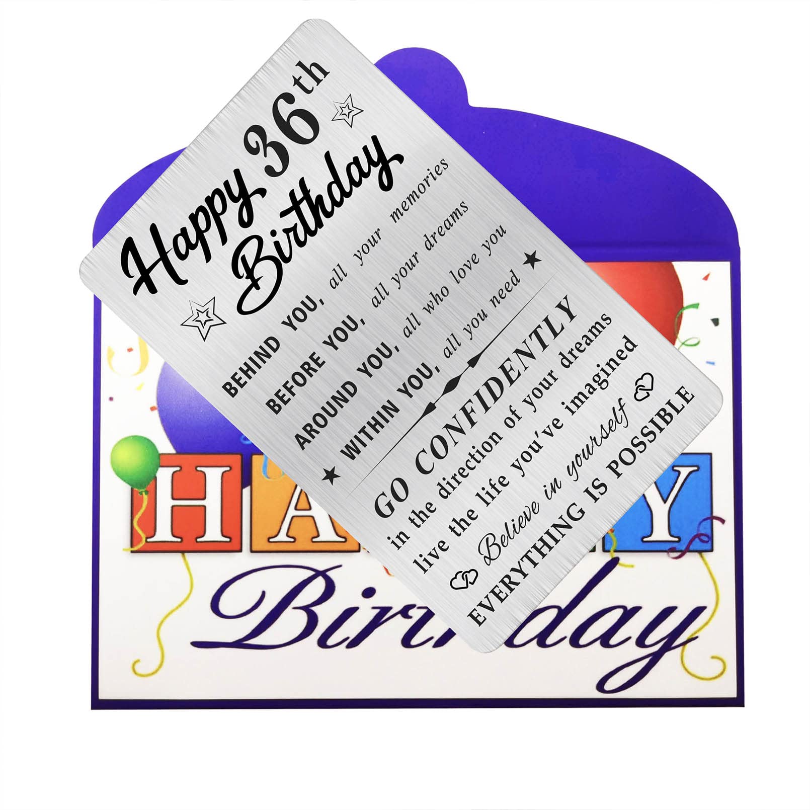 Happy 36th Birthday Engraved Wallet Card - Stainless Steel Credit Card Size Gift For 36 Year Old