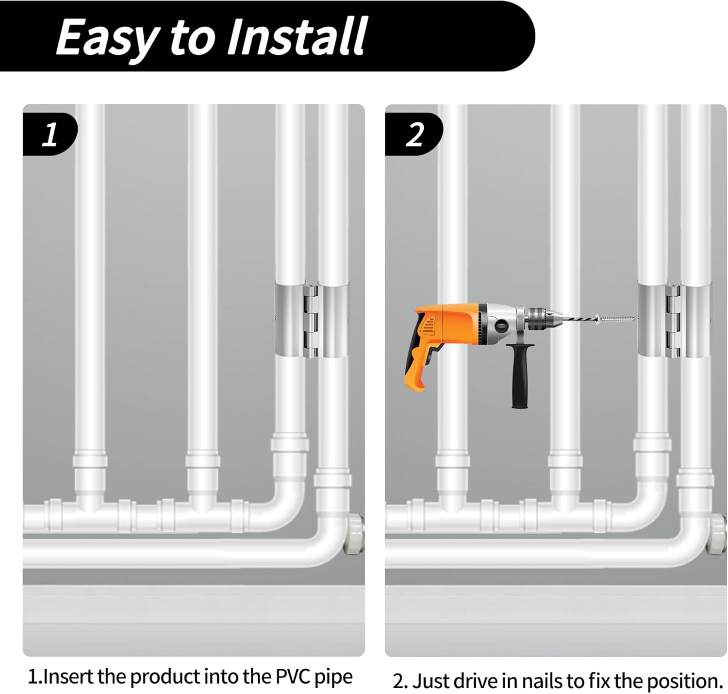 2 Pack Aluminum Snap-On Hinge for PVC Doors Vents or Gates,Perfect for Door Hinges for PVC Built Items (1 Inch/25.4mm)