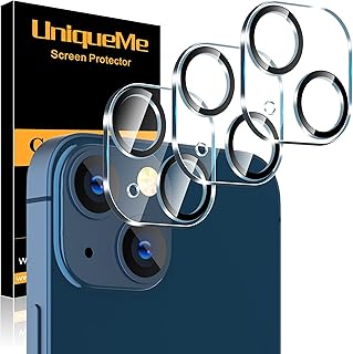 UniqueMe [3 Pack] for iPhone 13 / iPhone 13 Mini Camera Lens Protector, Tempered Glass [Case Friendly][New Version][Scratch-Resistant][Easy Installation] - Black Circle
