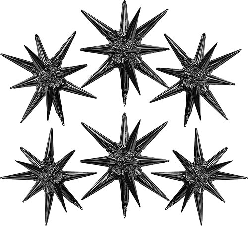 Globos de aluminio con forma de estrella negra, 6 unidades, globo de explosión de estrella, globo de 22 pulgadas, globos grandes de Mylar para