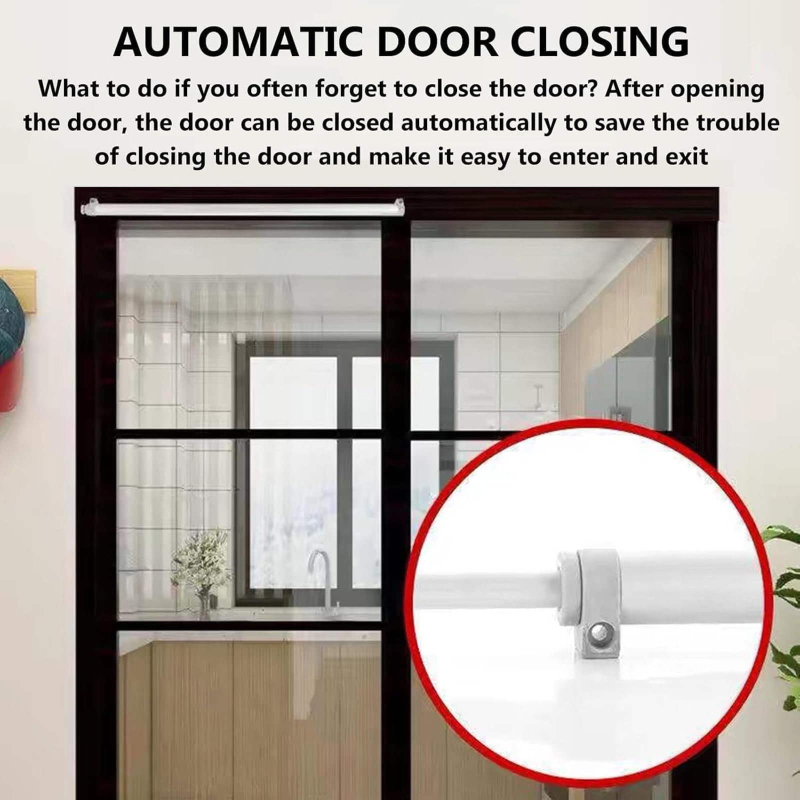 COYEUX Ferme-Porte Automatique pour Porte-fenêtre, Tension et Vitesse de Fermeture réglables, pour Portes de 75 à 129 cm de Large