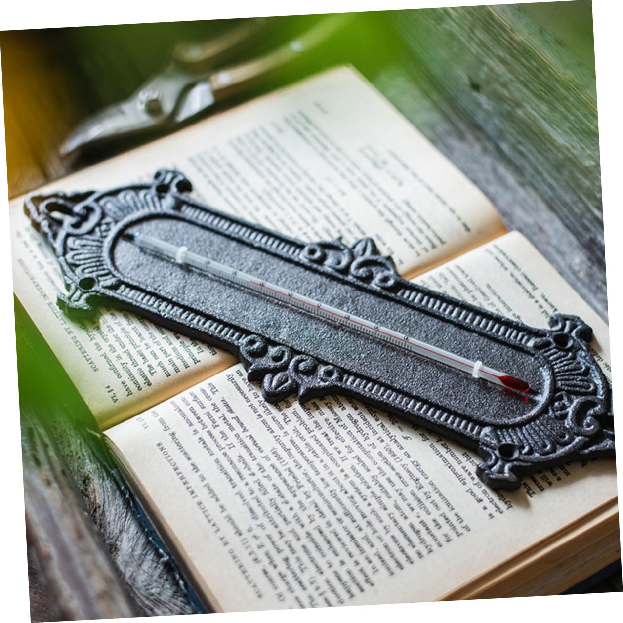 Gewächshaus Thermometer Wandthermometer aus Eisen, Schwarz, 1 Stück | Raumthermometer für Wandmontage, Präzise Messwerte, auch Aufstellung dem Tisch