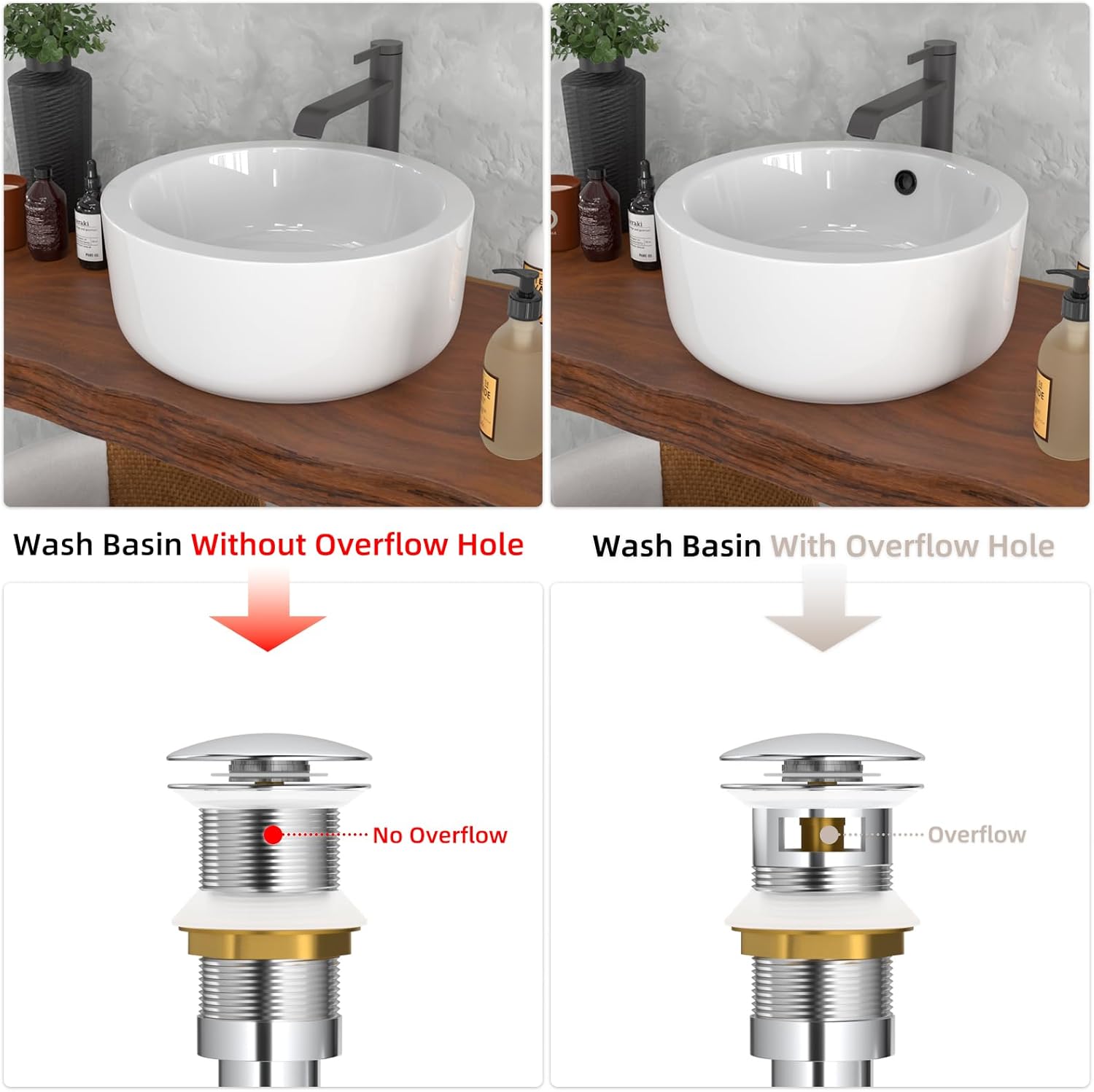 Bathroom Sink Drain, Bathroom Sink P-Trap Drain Kit, Brass Adjustable Bottle Trap with Pop Up Drain Stopper and Overflow - Silver Chrome