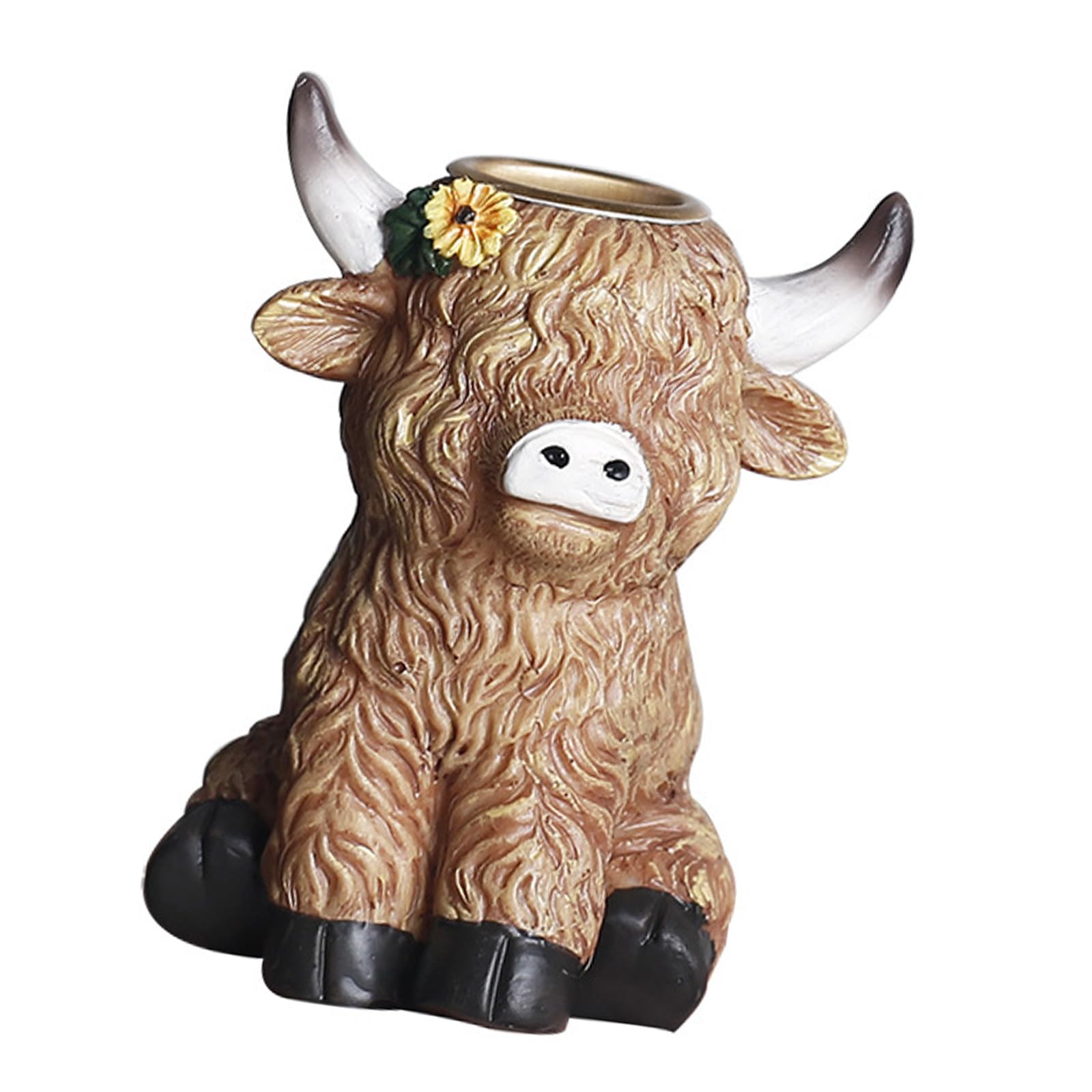 NVOQILIN Unique Scottish Calf Gnomes Ornament Stand for Weddings Centerpieces Farmhouse Resin High Cow Gnomes Figurine