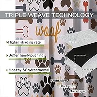 Vista 219 de Cortinas opacas con estampado de patas de perro, estampado de patas de perro y huesos, tratamiento de ventana, cortinas con aislamiento térmico